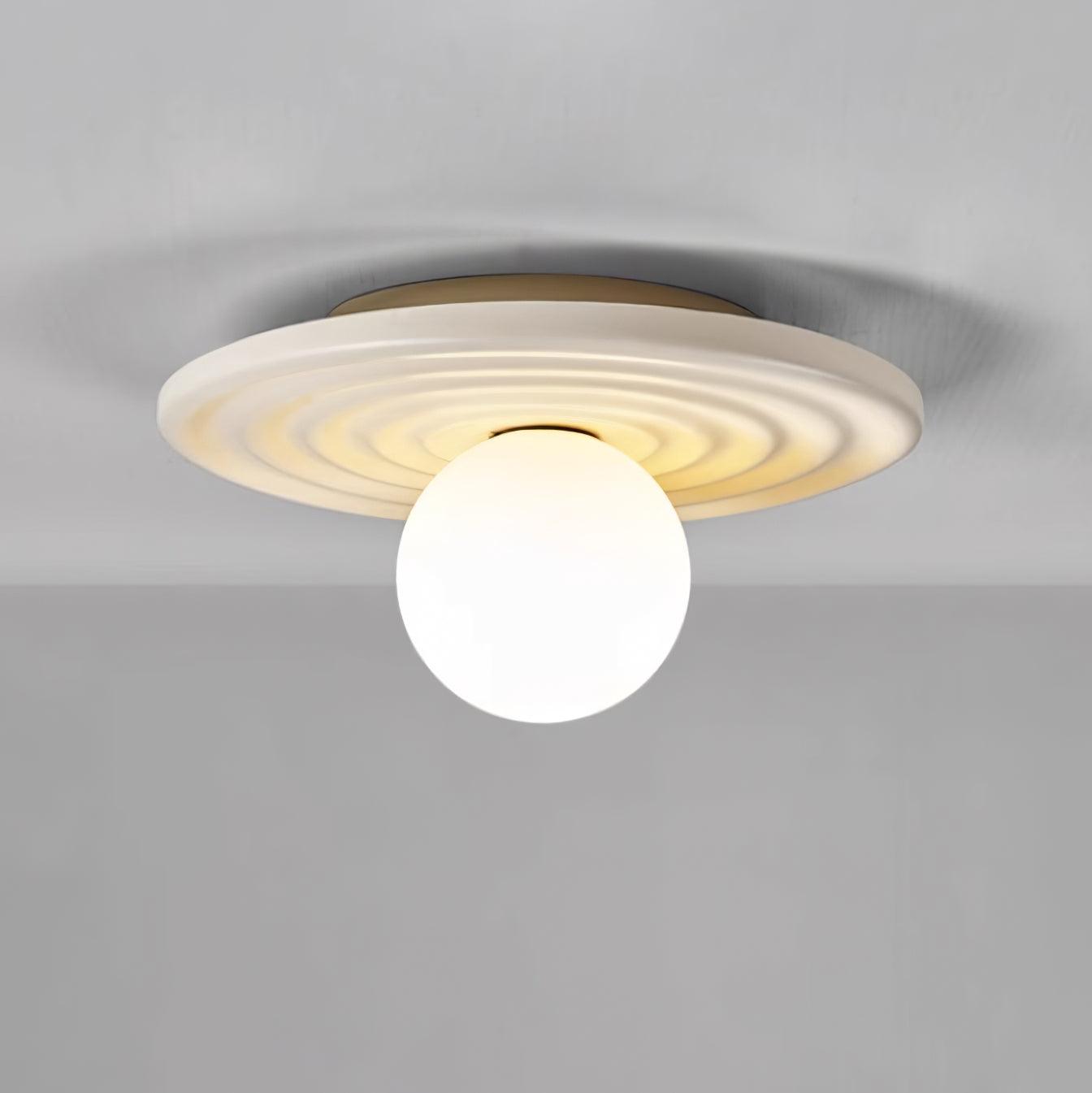 Ceiling Light Metal Body Resin Rippled Canopy Organic Minimalist