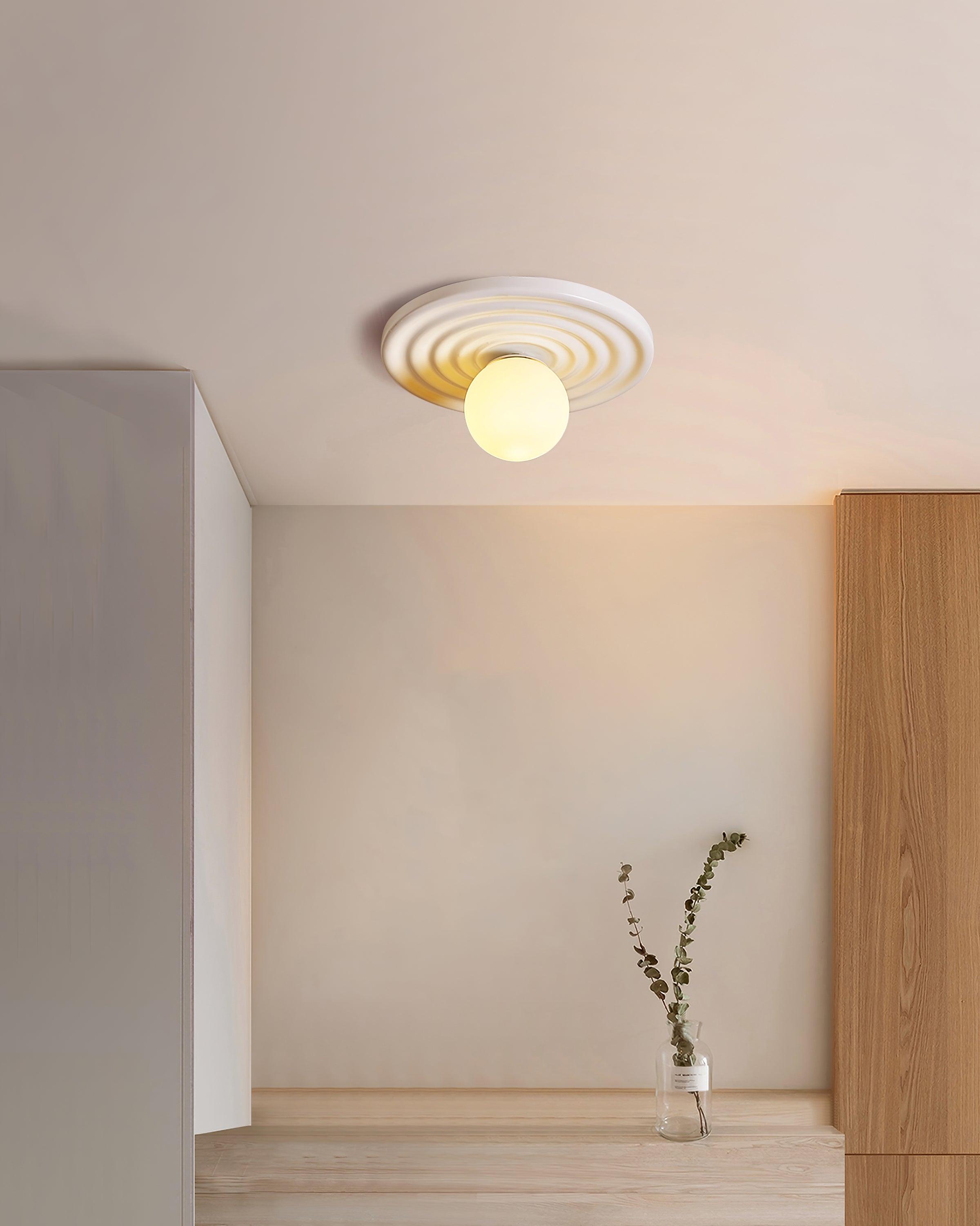 Ceiling Light Metal Body Resin Rippled Canopy Organic Minimalist