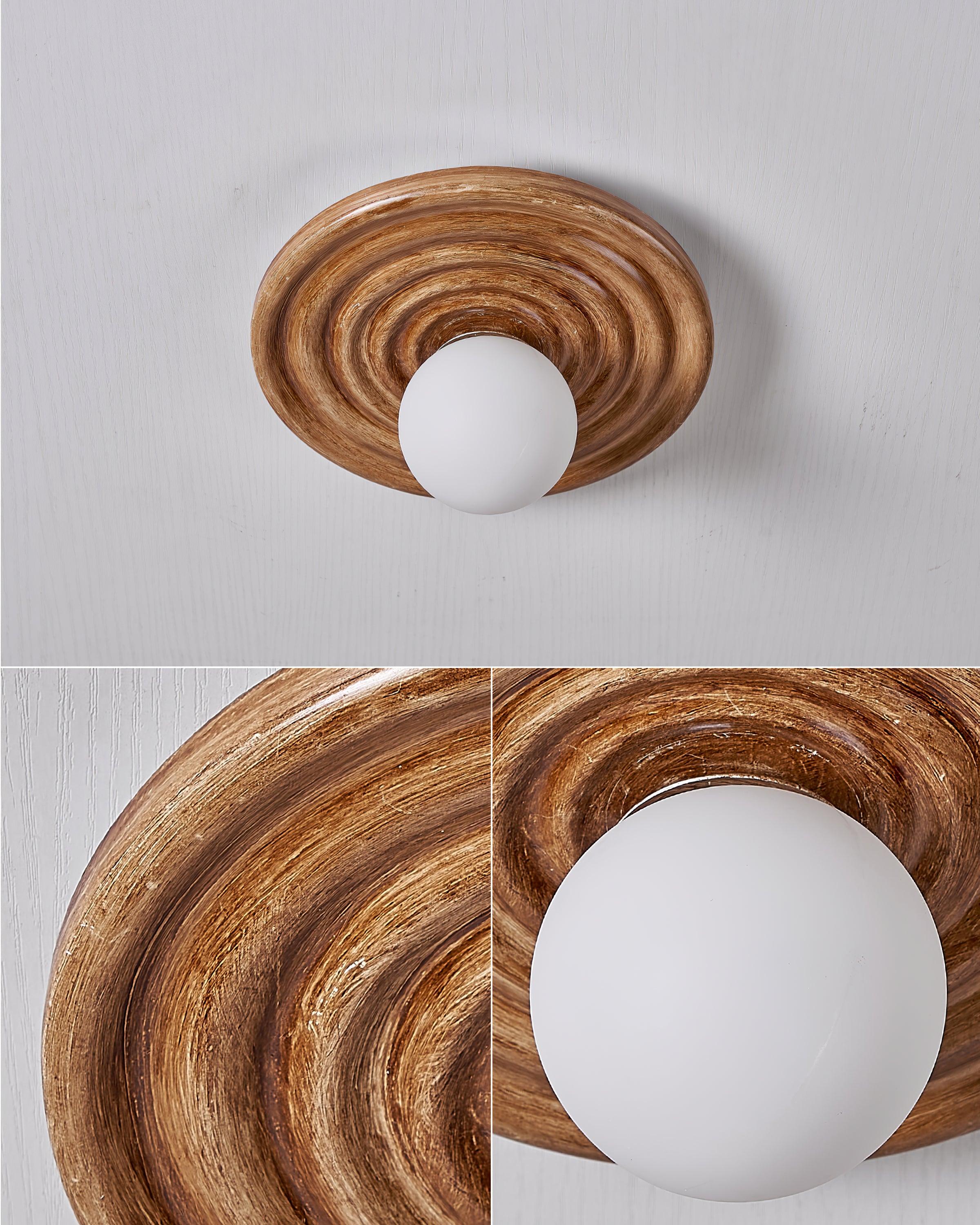 Ceiling Light Metal Body Resin Rippled Canopy Organic Minimalist