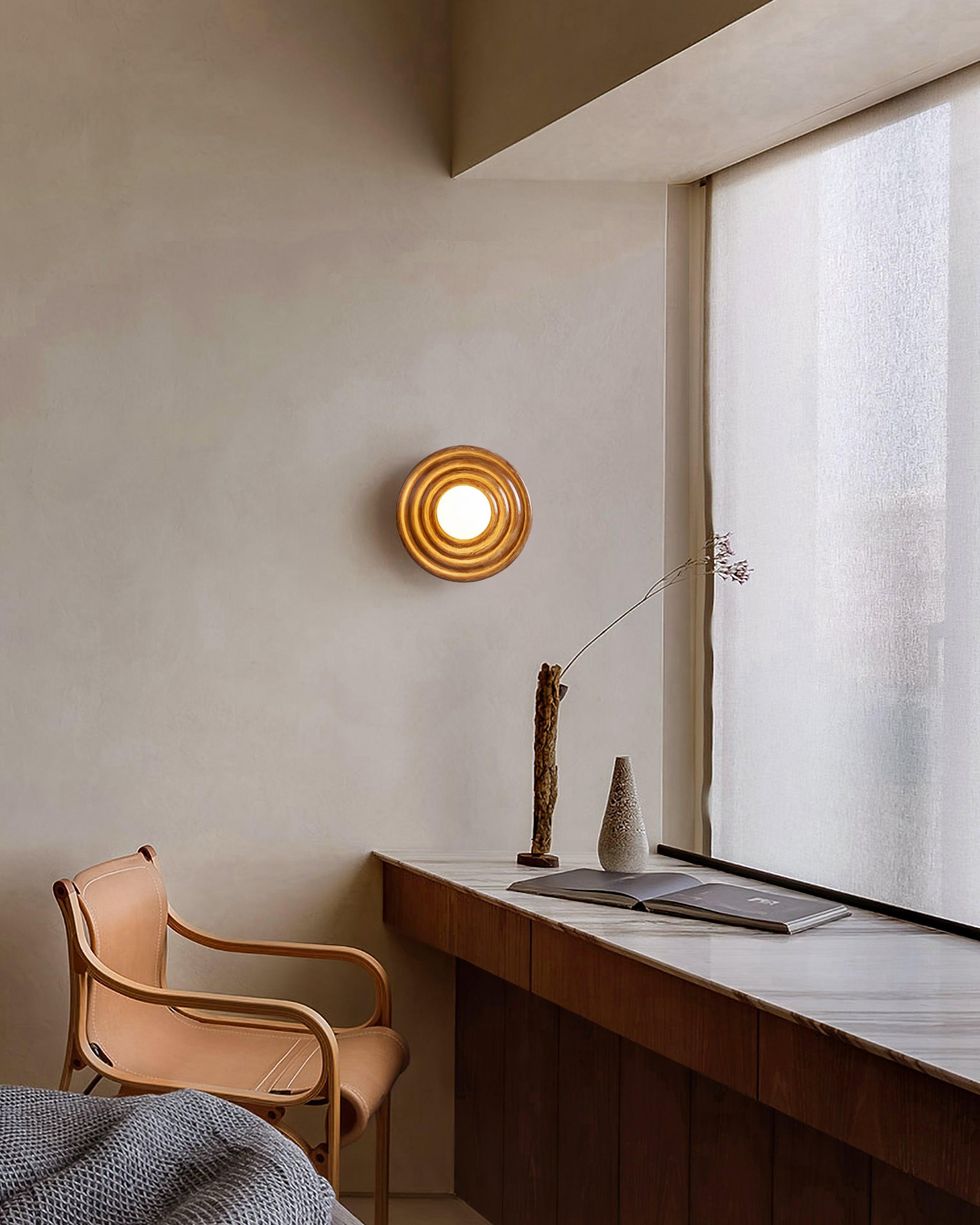Ceiling Light Metal Body Resin Rippled Canopy Organic Minimalist