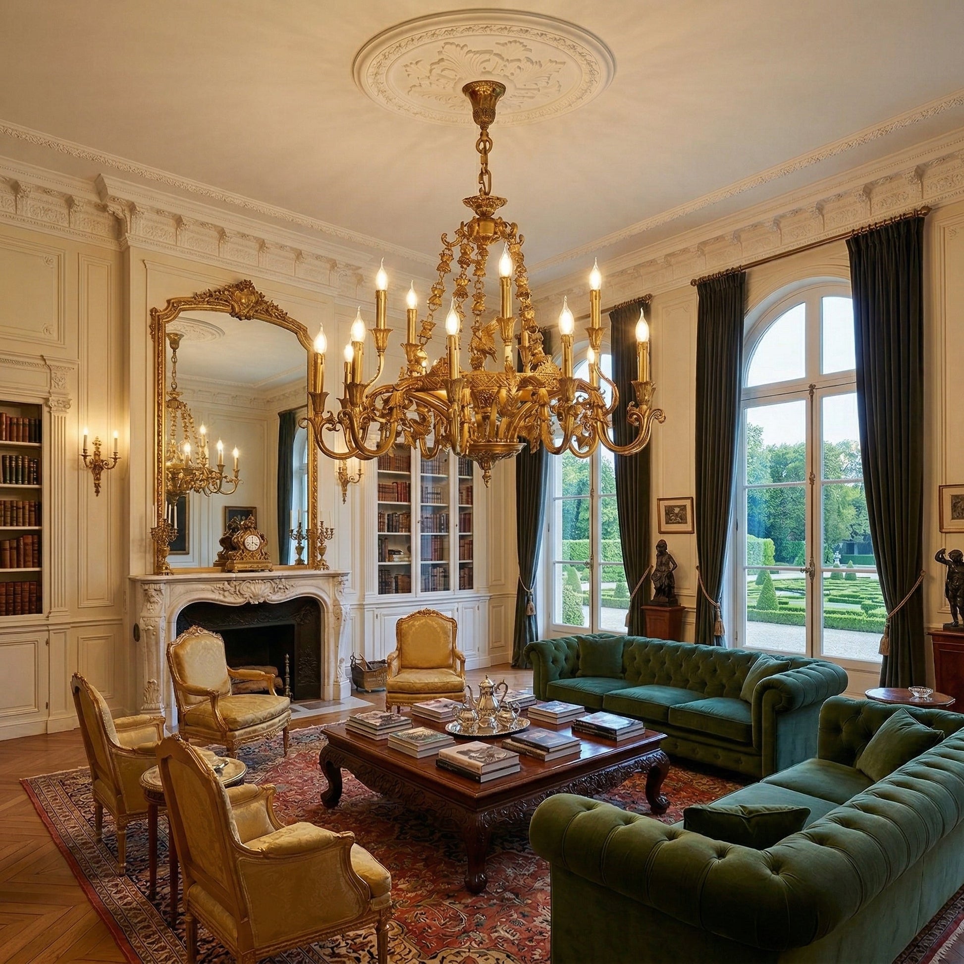The 8+4 head two-tier Genualdi Brass Chandelier.