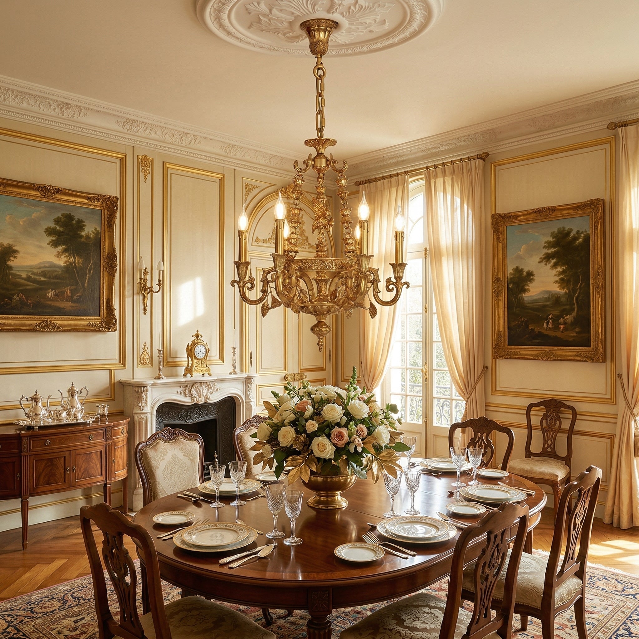 The large 10+5 head Genualdi Brass Chandelier.