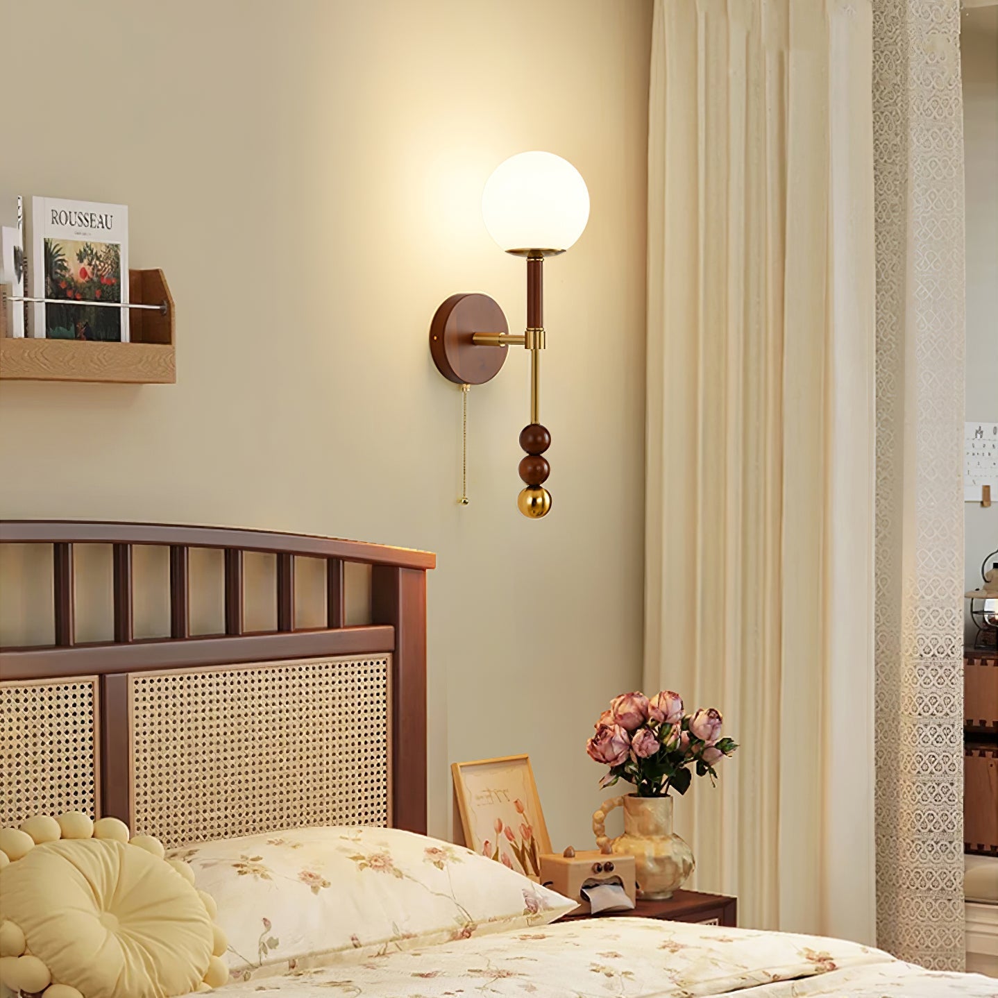 Hilda Roma Elegance Wood Sconce Wall lamp-Neutral Decor