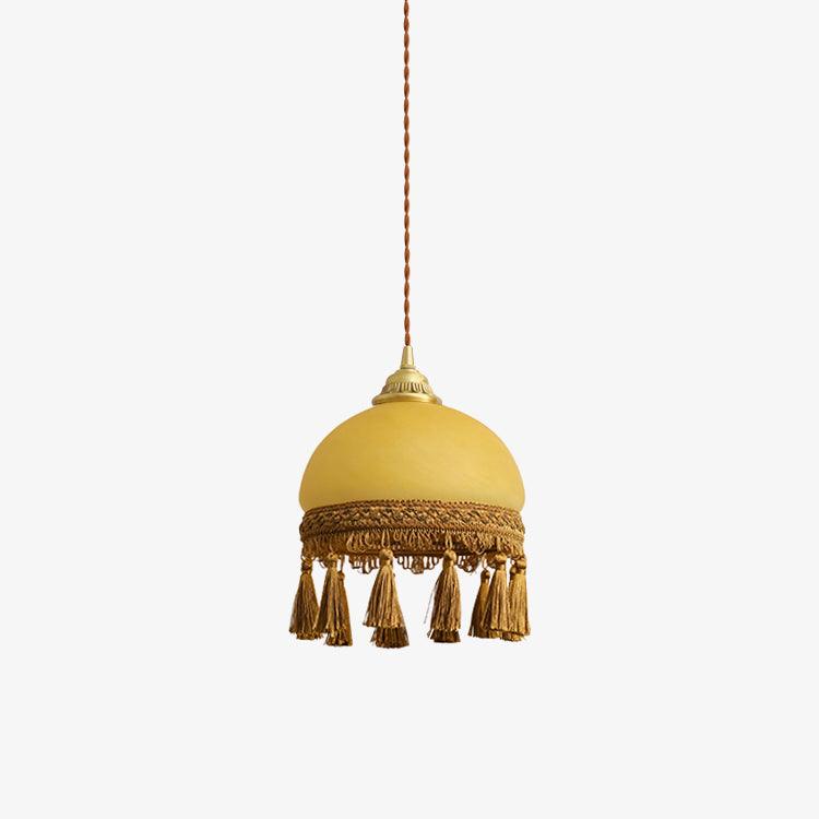 Fringe Tassels Brass Pendant Light-Neutral Decor