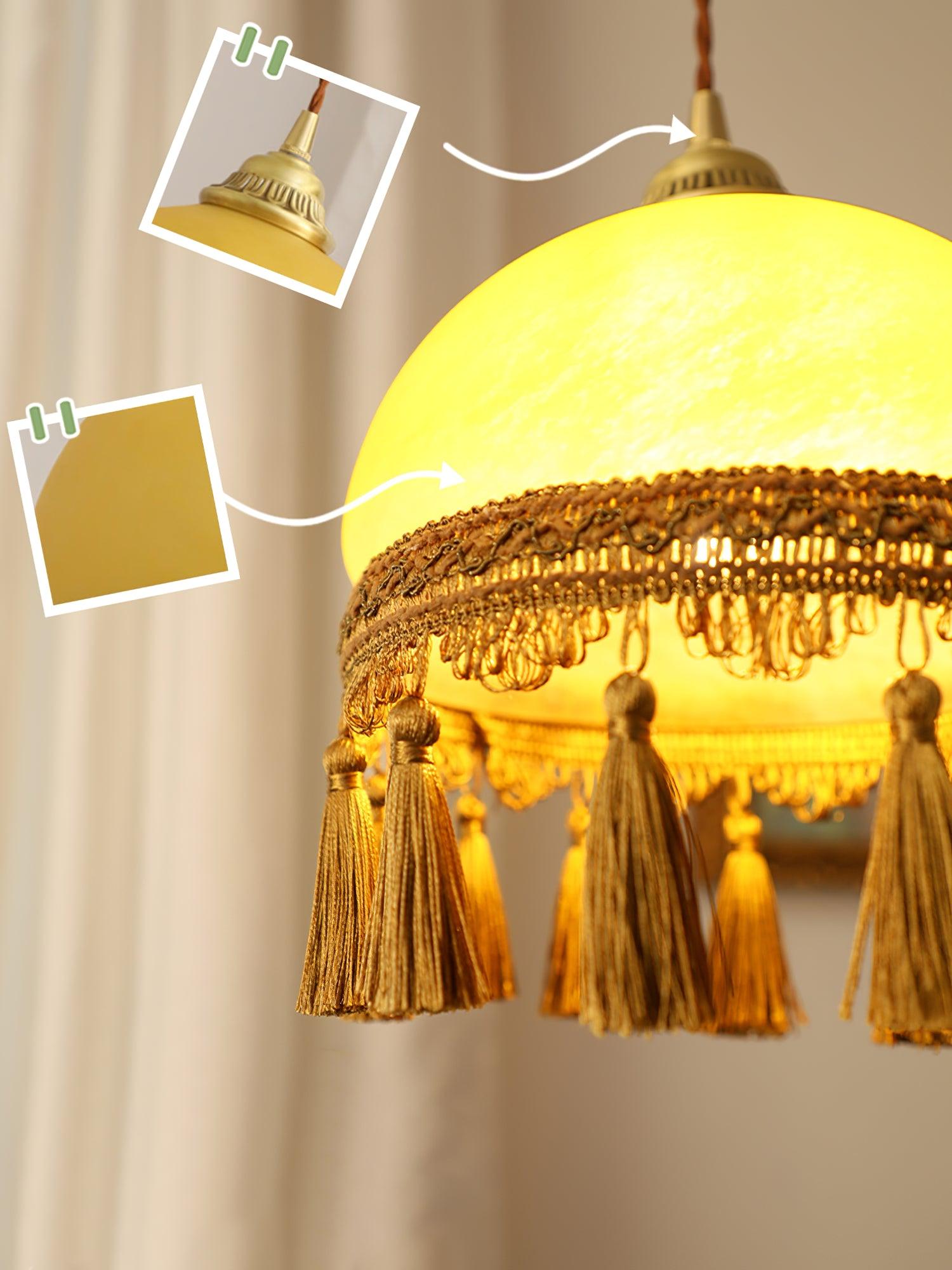 Fringe Tassels Brass Pendant Light-Neutral Decor