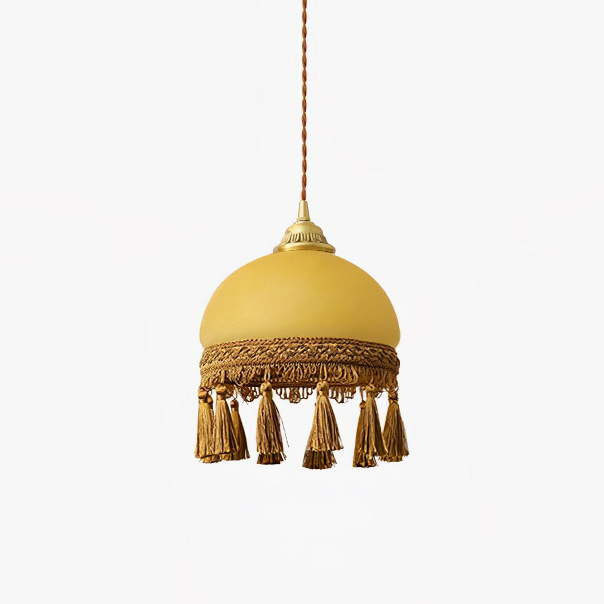 Fringe Tassels Brass Pendant Light-Neutral Decor
