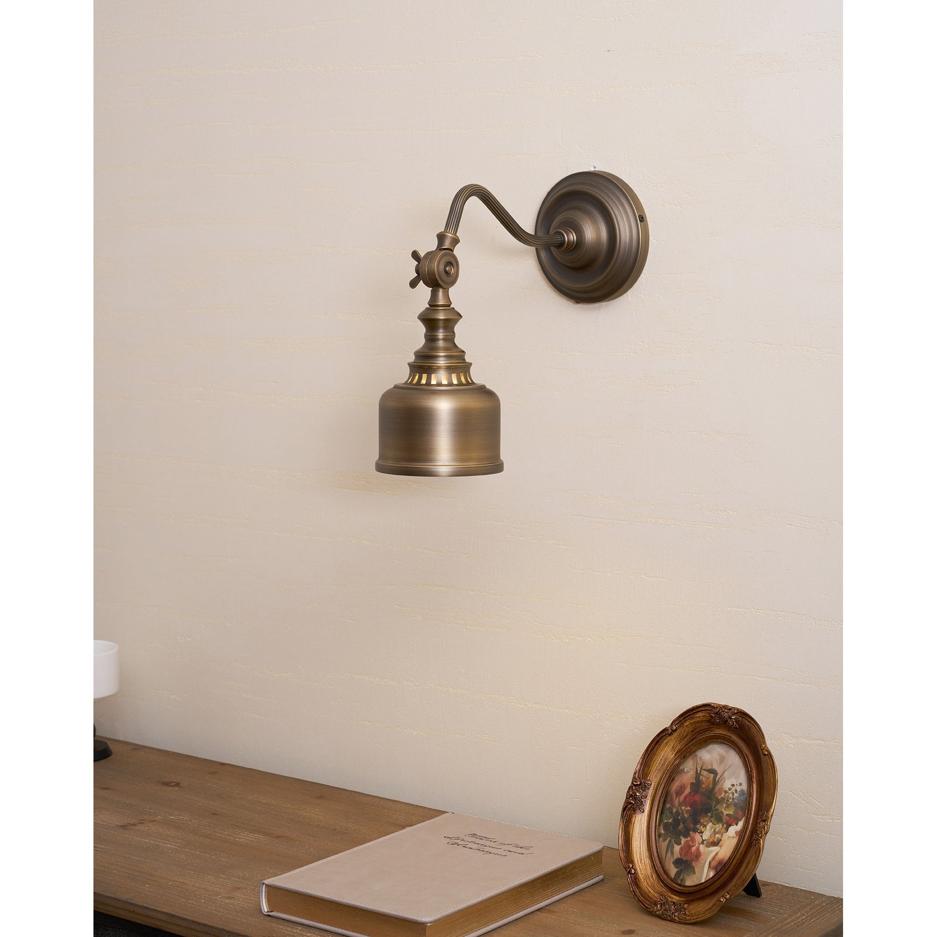 Lifestyle image of the lamp in an industrial-style room.
