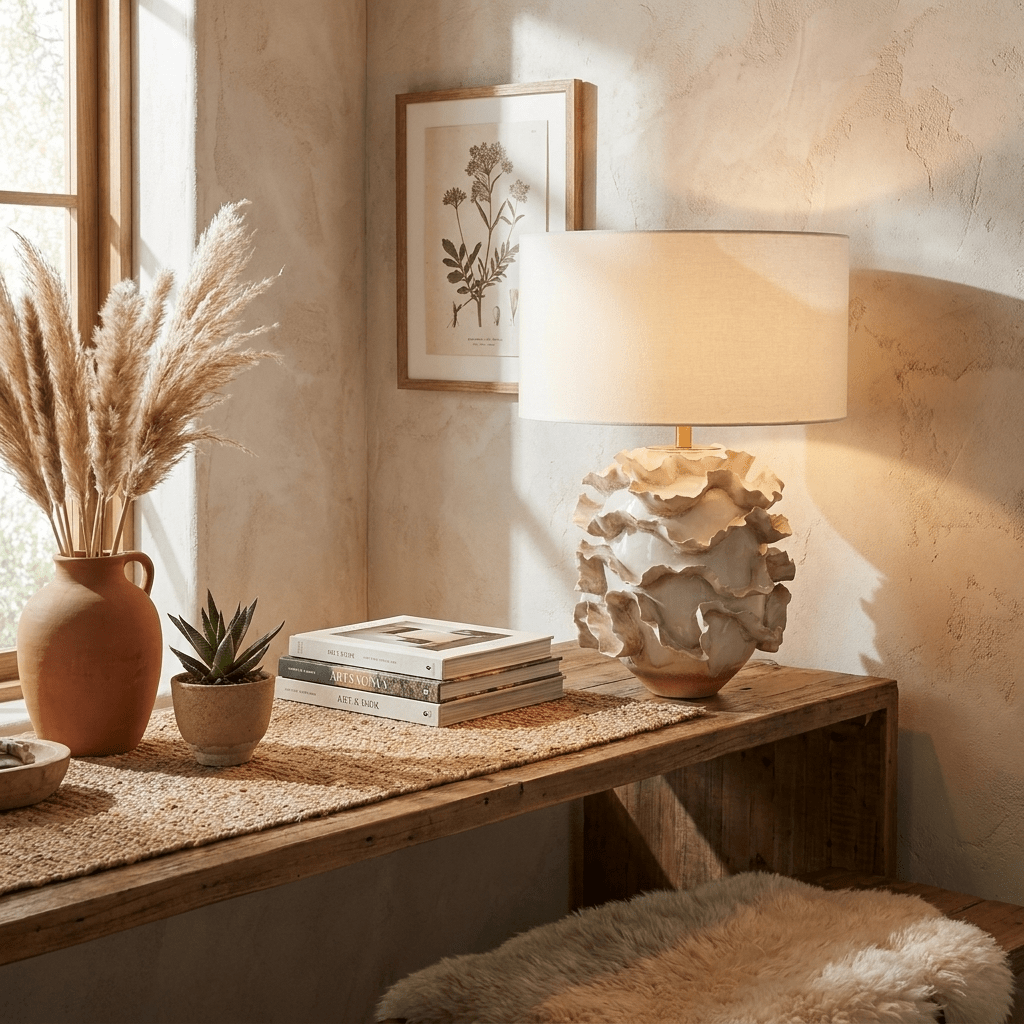 Frilla Ceramic Table Lamp-Neutral Decor