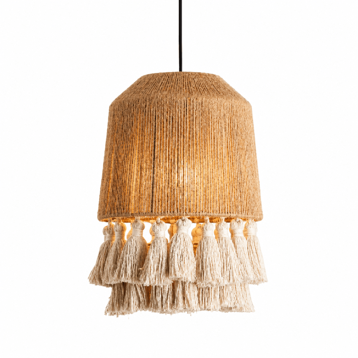 Fringe Jute Pendant Lamp-Neutral Decor