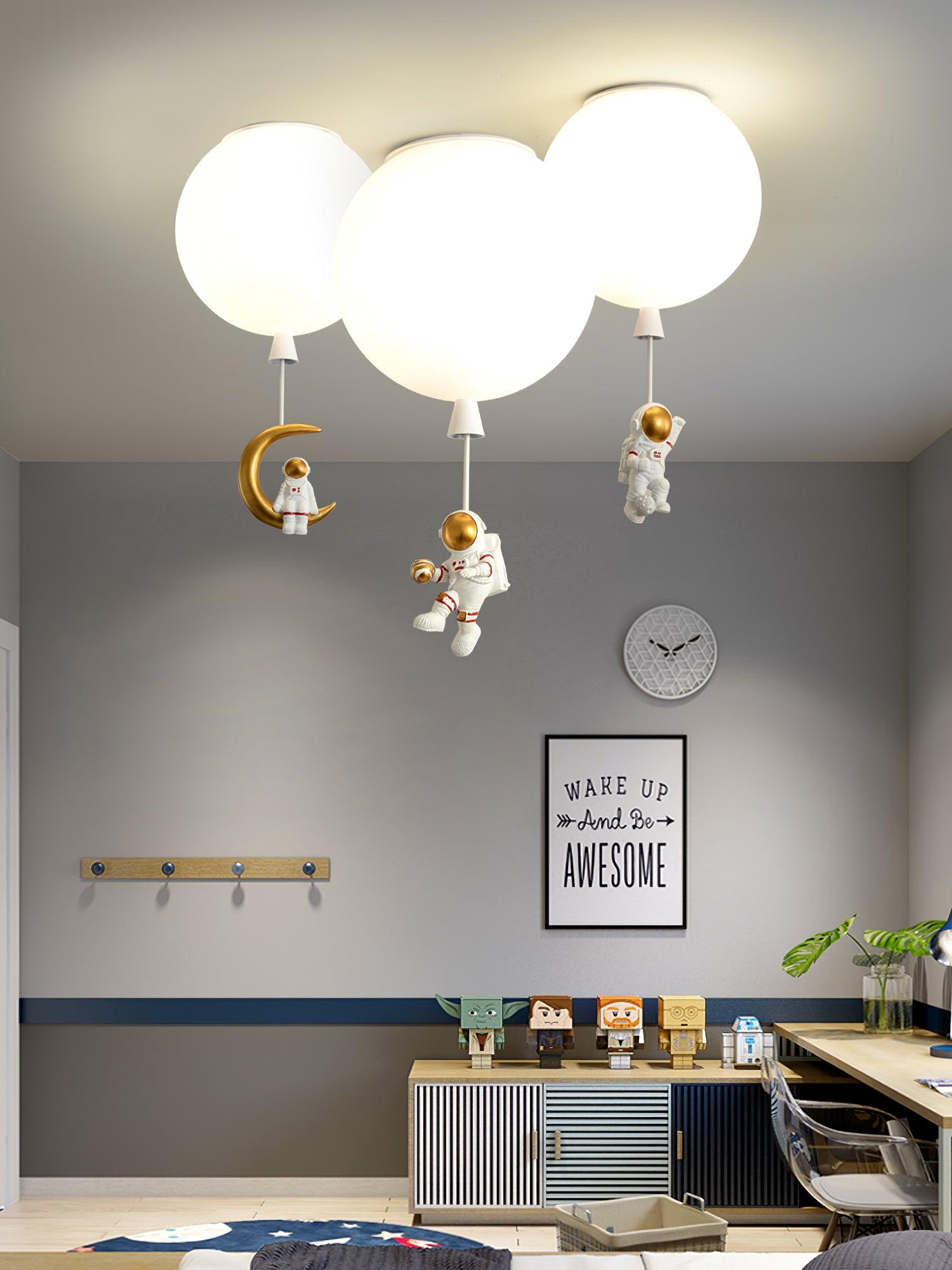 Glowen Ceiling Light Acrylic Balloon Astronaut Playful Kids Room-Neutral Decor