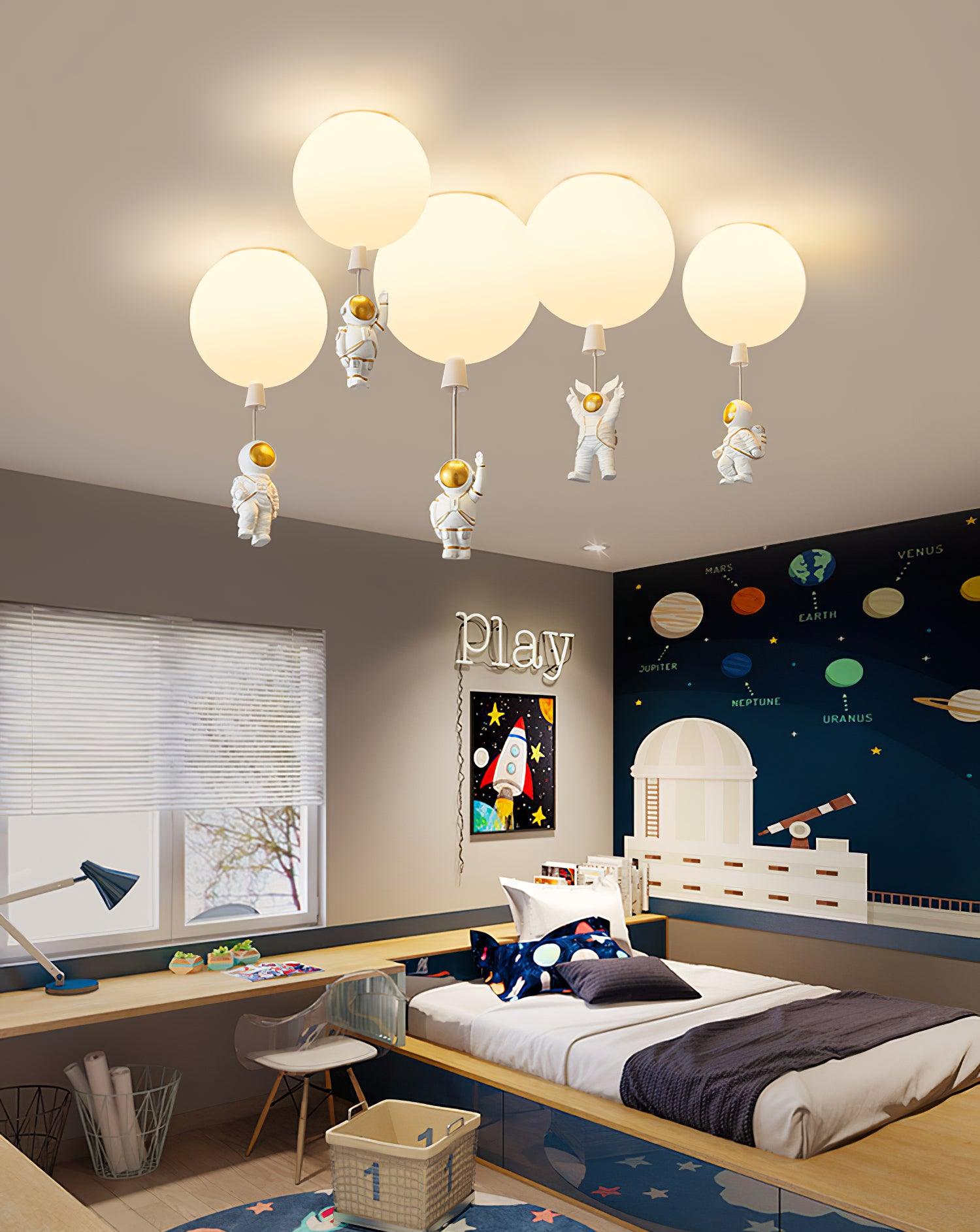 Glowen Ceiling Light Acrylic Balloon Astronaut Playful Kids Room-Neutral Decor