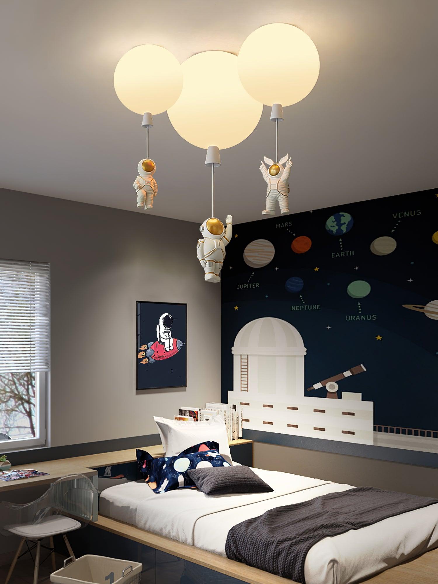 Glowen Ceiling Light Acrylic Balloon Astronaut Playful Kids Room-Neutral Decor
