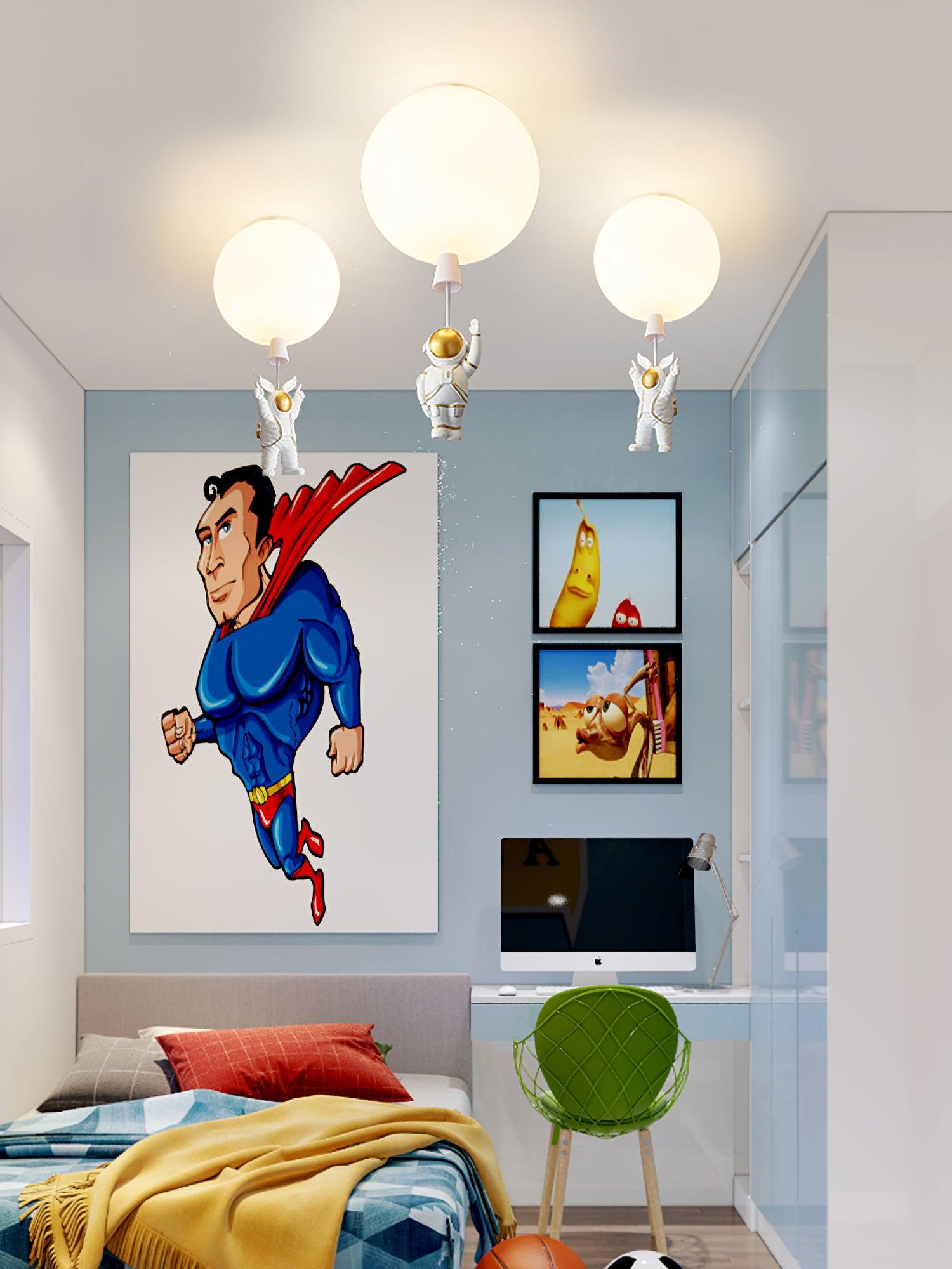 Glowen Ceiling Light Acrylic Balloon Astronaut Playful Kids Room-Neutral Decor