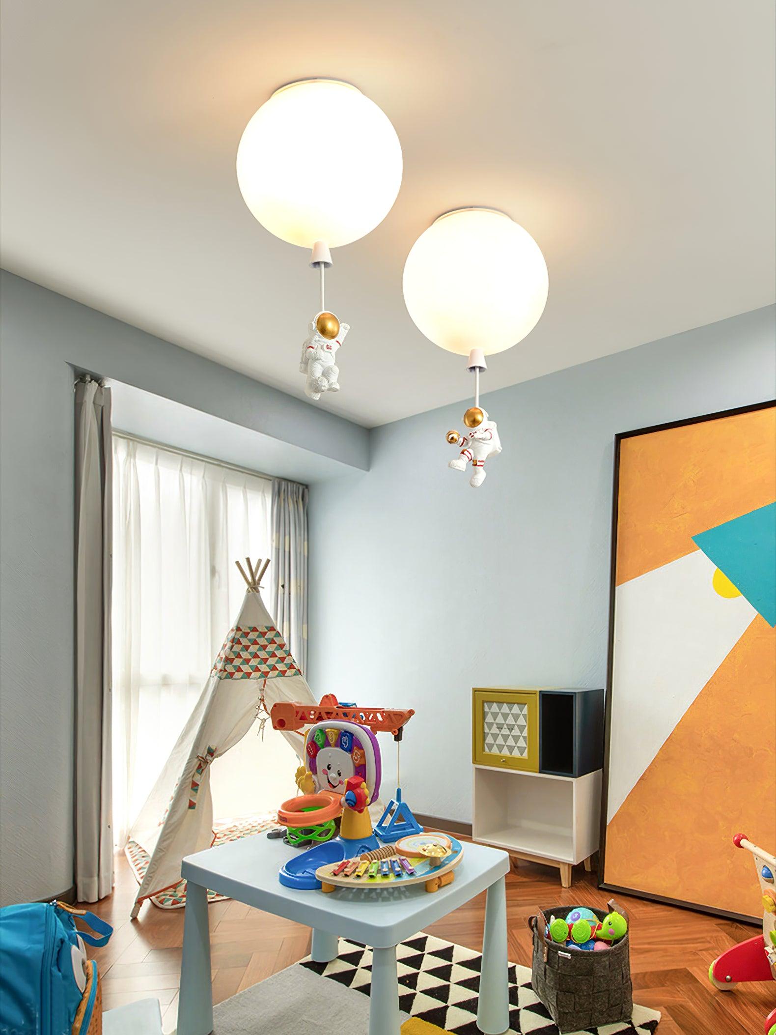 Glowen Ceiling Light Acrylic Balloon Astronaut Playful Kids Room-Neutral Decor