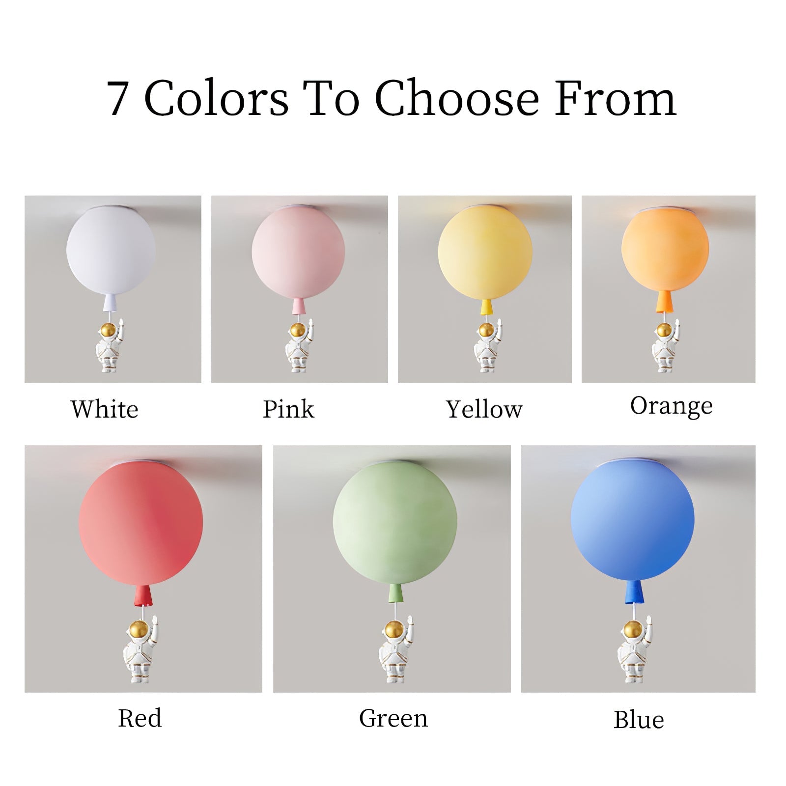 Glowen Ceiling Light Acrylic Balloon Astronaut Playful Kids Room-Neutral Decor