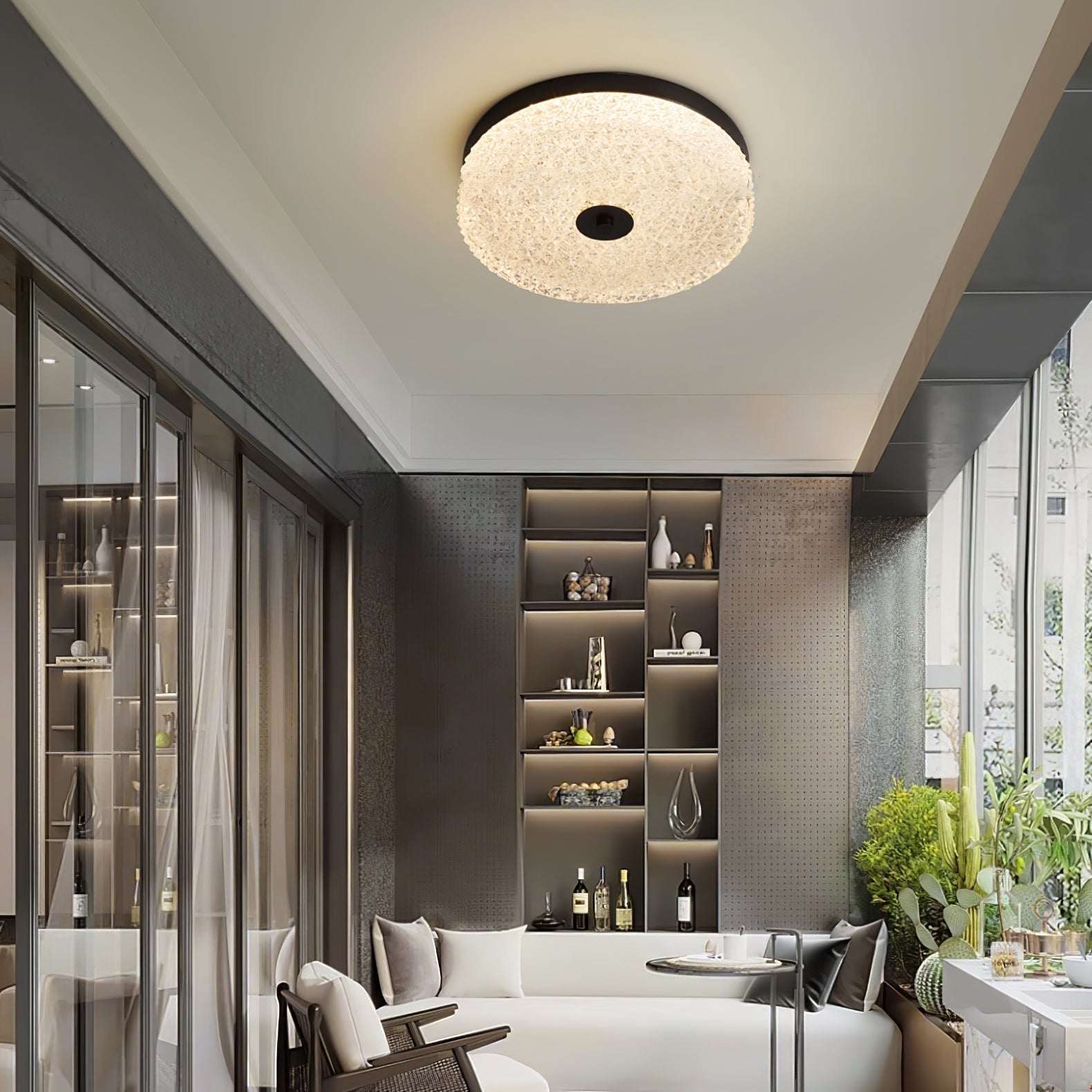 Locor Ceiling Lamp Frosted Glass Textured Minimalist Elegant-Neutral Decor