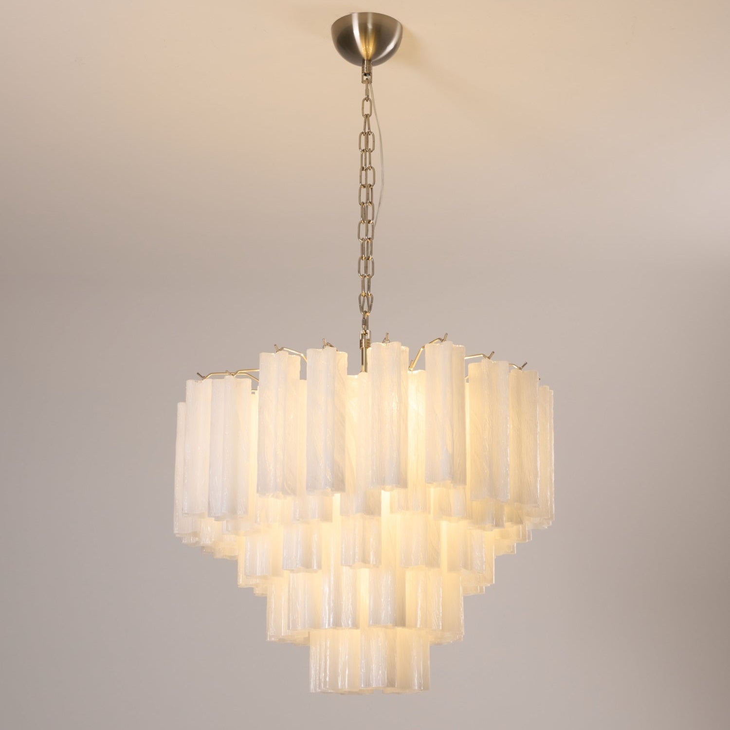 Aurora Chandelier Frosted Murano Glass Tiered Cascade-Neutral Decor