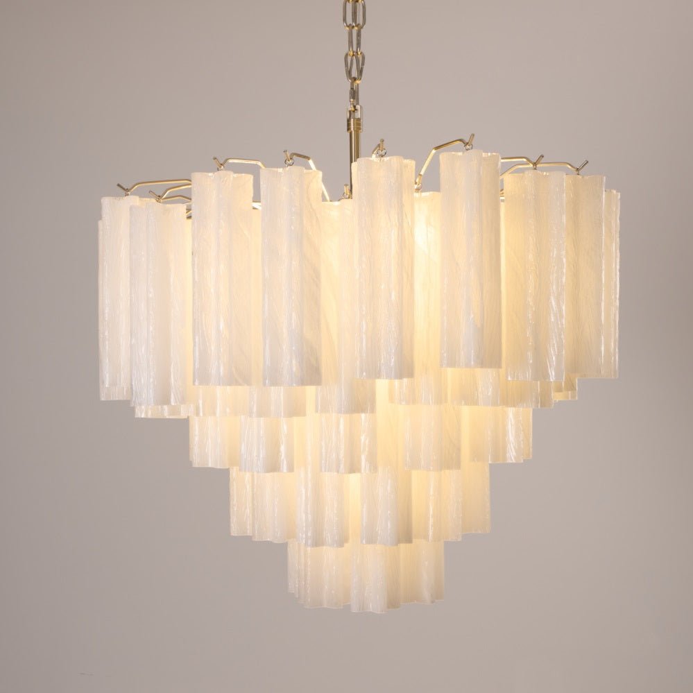 Aurora Chandelier Frosted Murano Glass Tiered Cascade-Neutral Decor