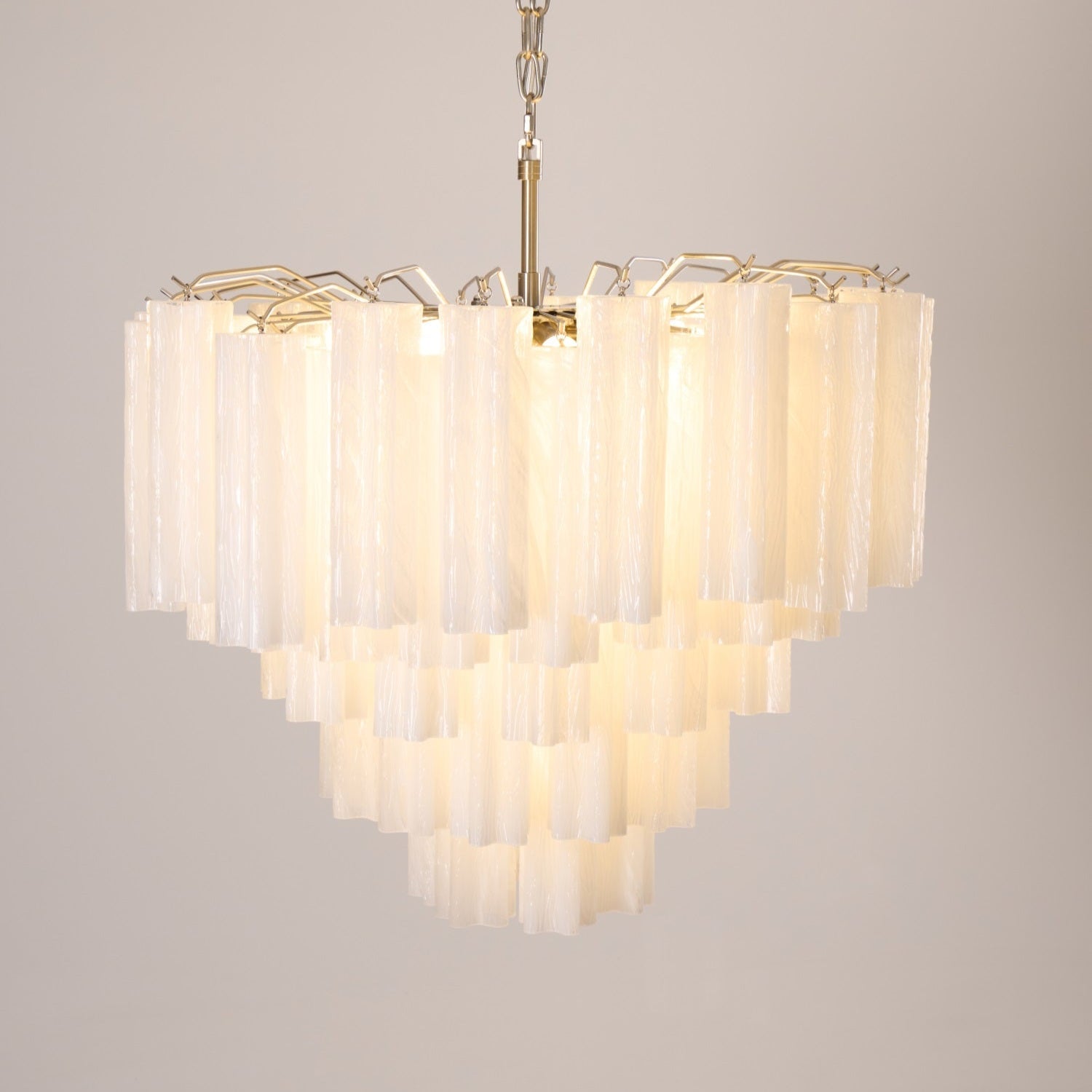 Aurora Chandelier Frosted Murano Glass Tiered Cascade-Neutral Decor