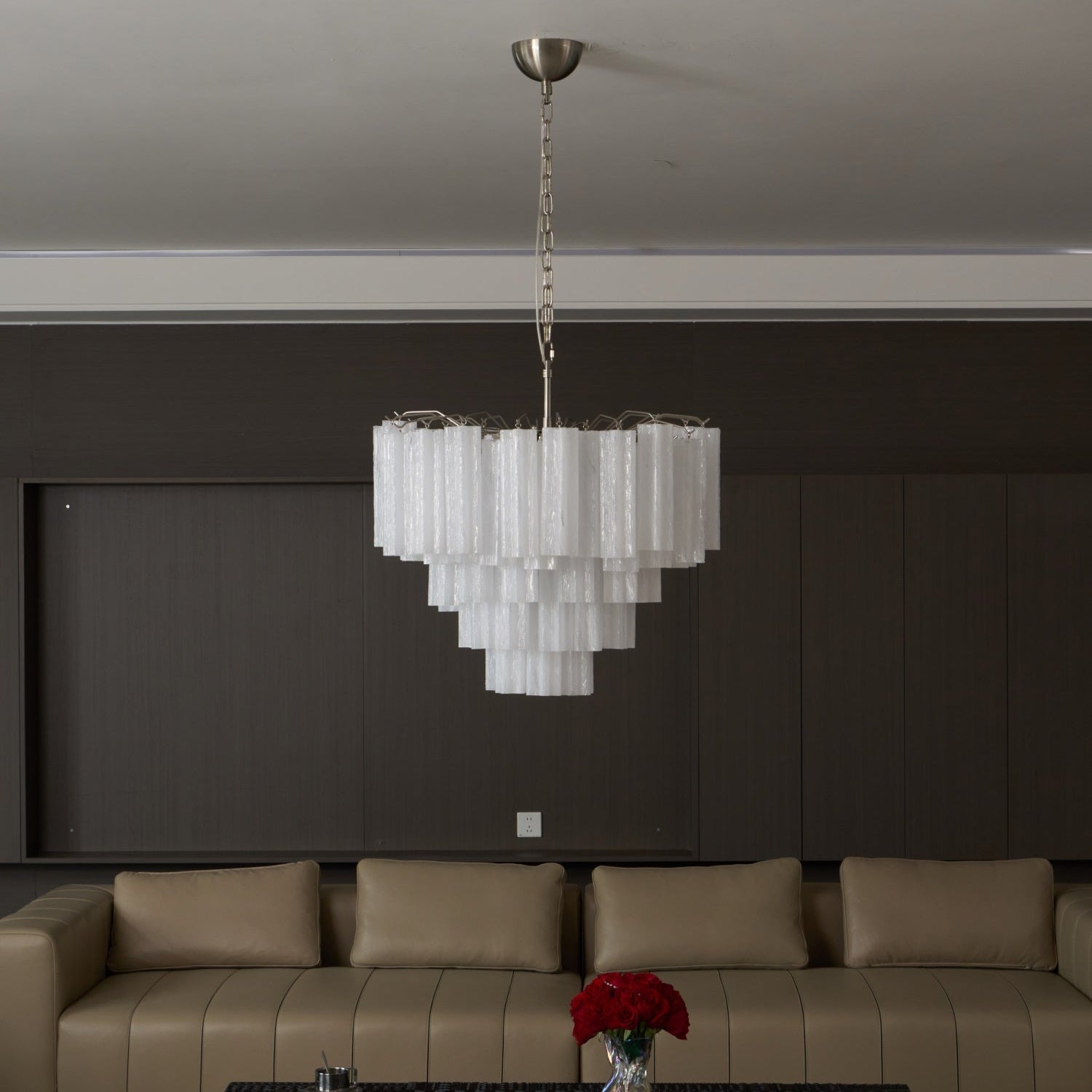 Aurora Chandelier Frosted Murano Glass Tiered Cascade-Neutral Decor
