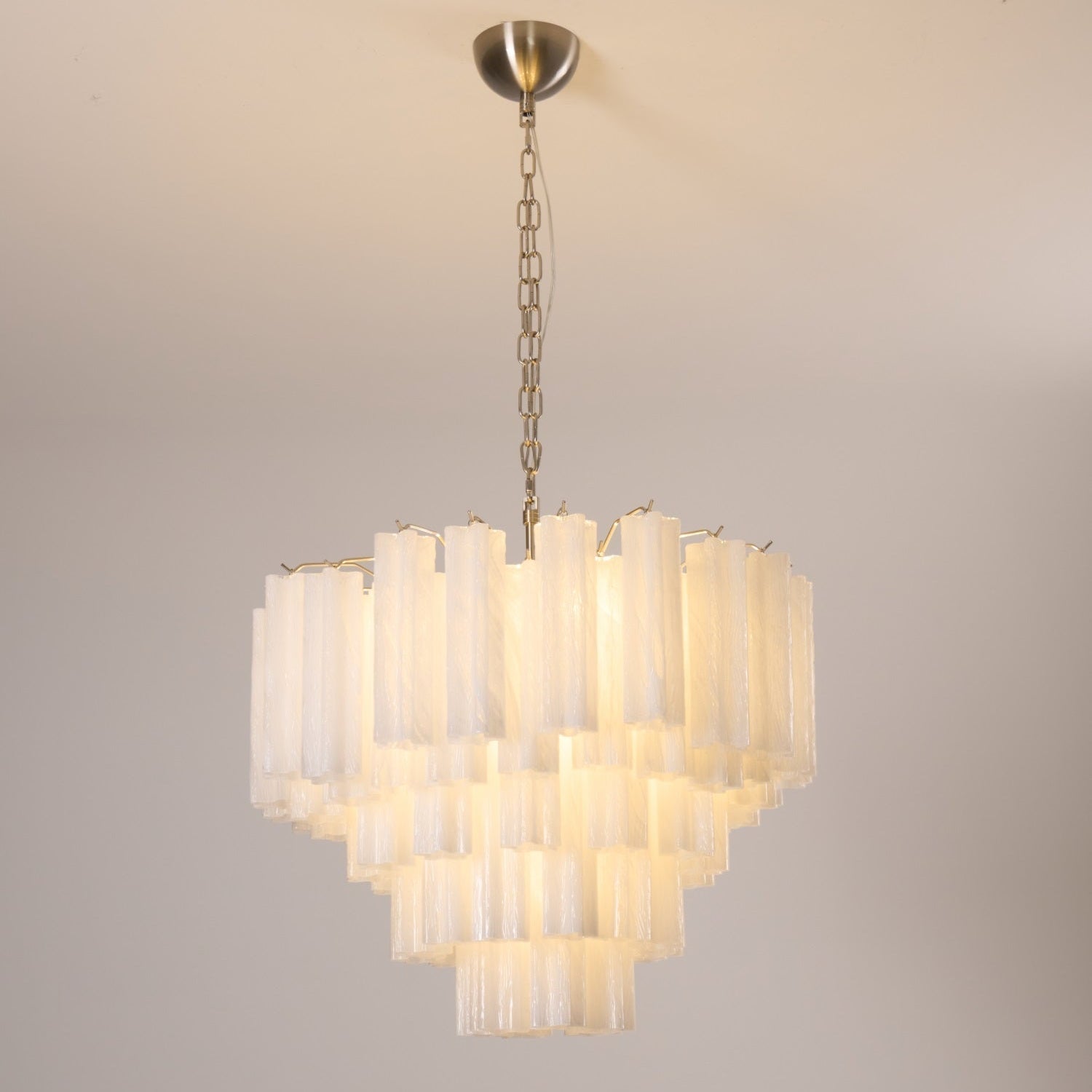 Aurora Chandelier Frosted Murano Glass Tiered Cascade-Neutral Decor