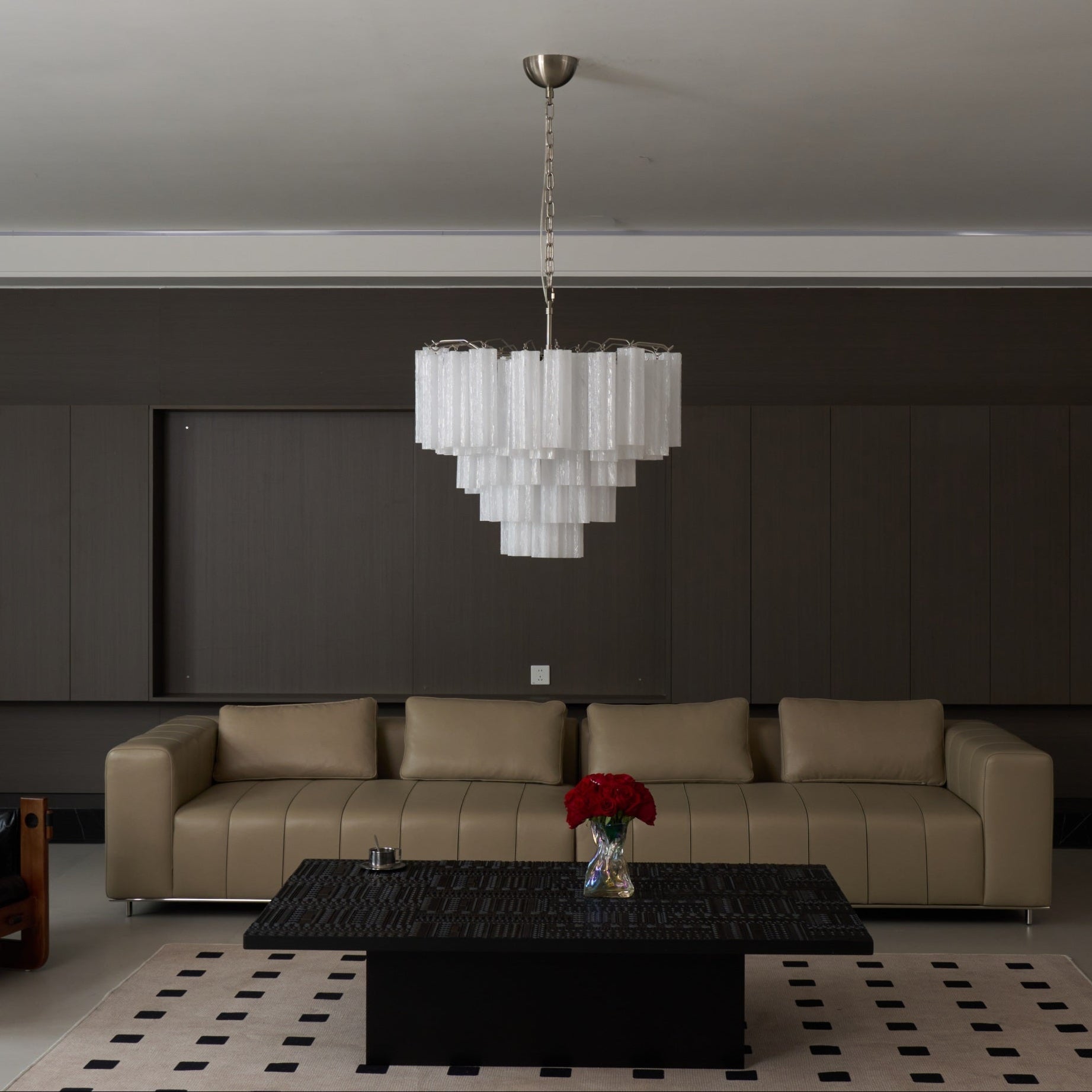 Aurora Chandelier Frosted Murano Glass Tiered Cascade-Neutral Decor