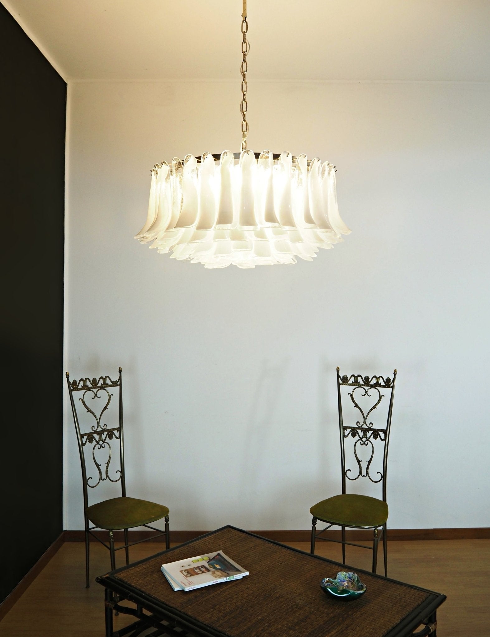 Thalion Chandelier White Murano Glass Petal Elegant-Neutral Decor