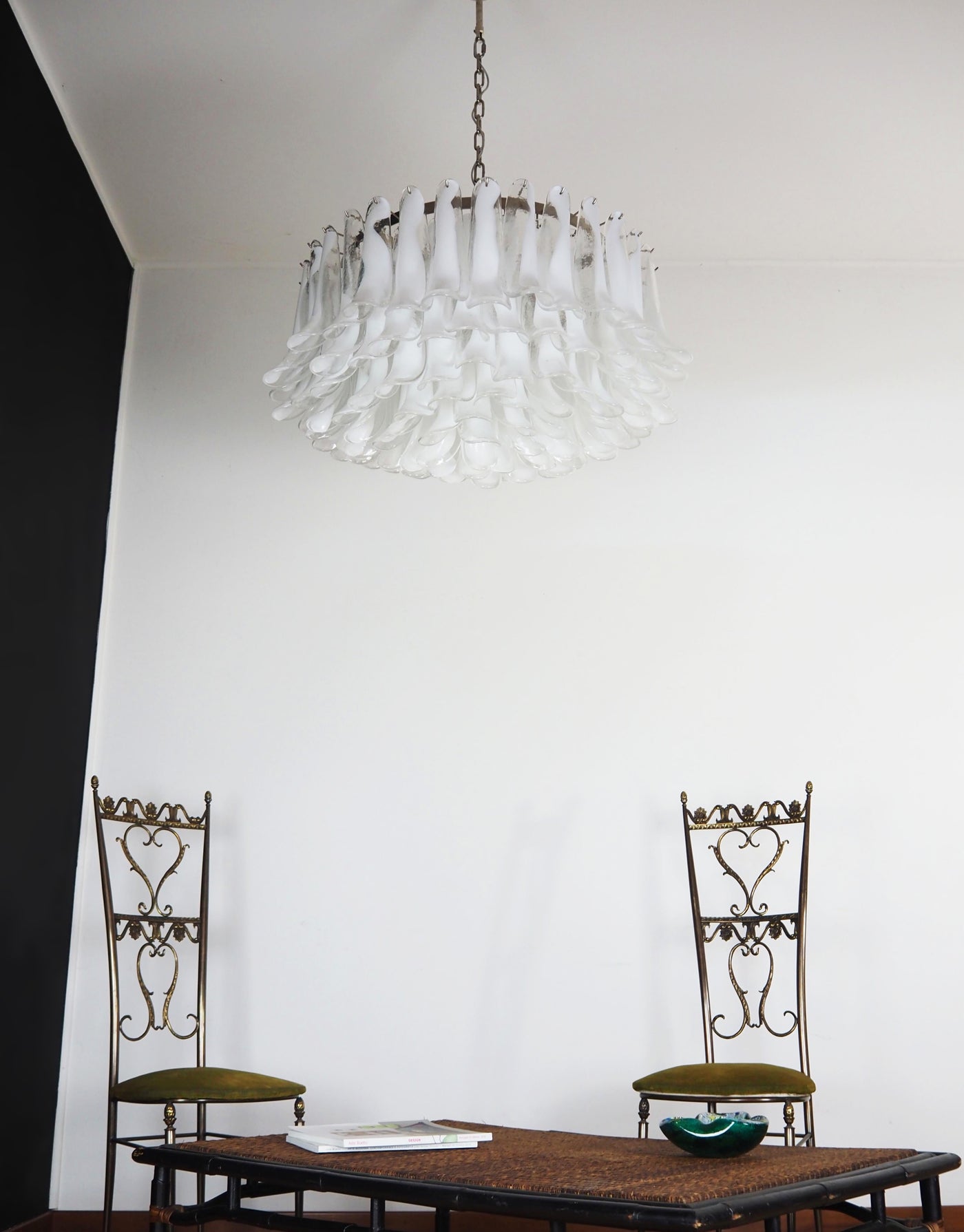 Thalion Chandelier White Murano Glass Petal Elegant-Neutral Decor