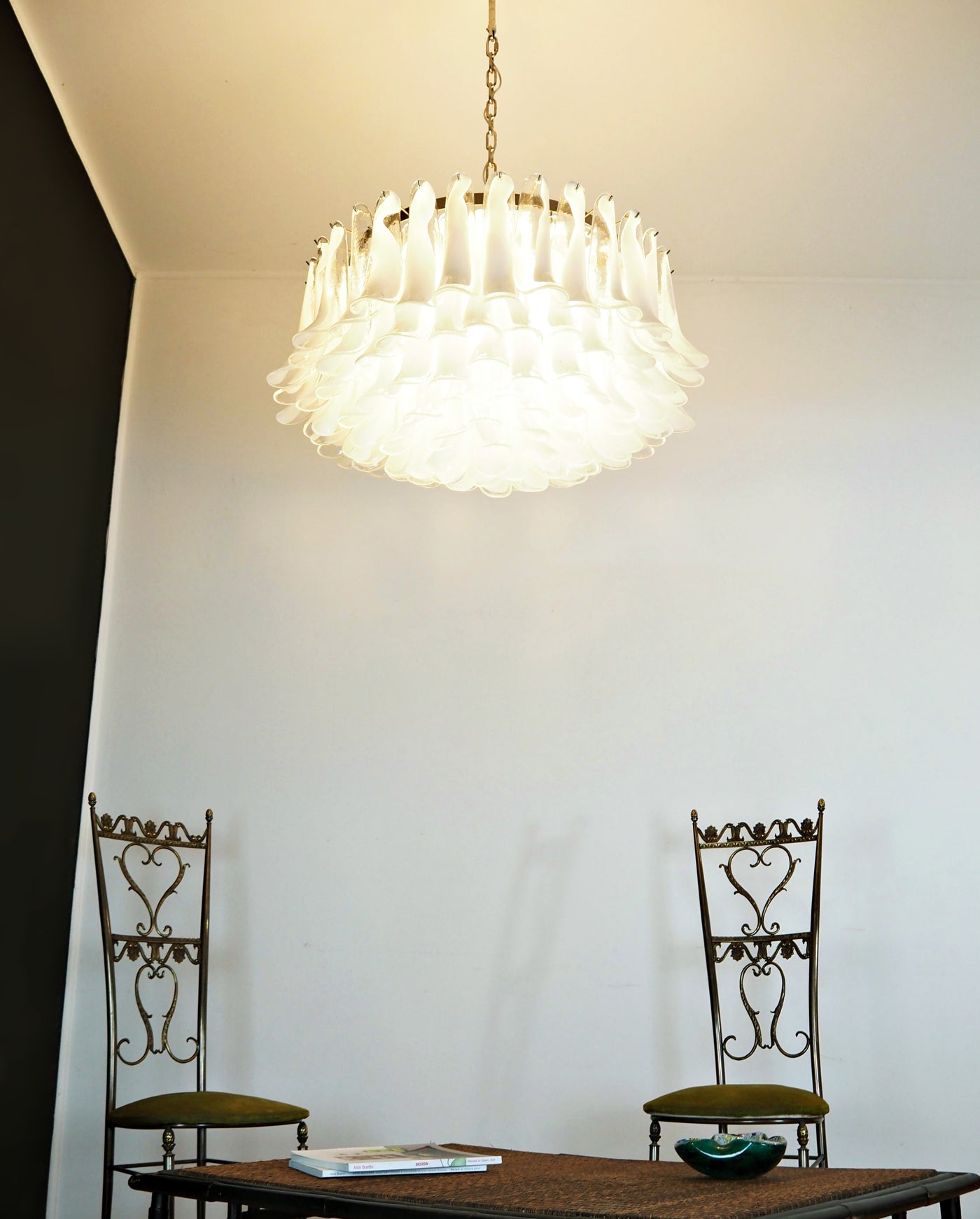Thalion Chandelier White Murano Glass Petal Elegant-Neutral Decor