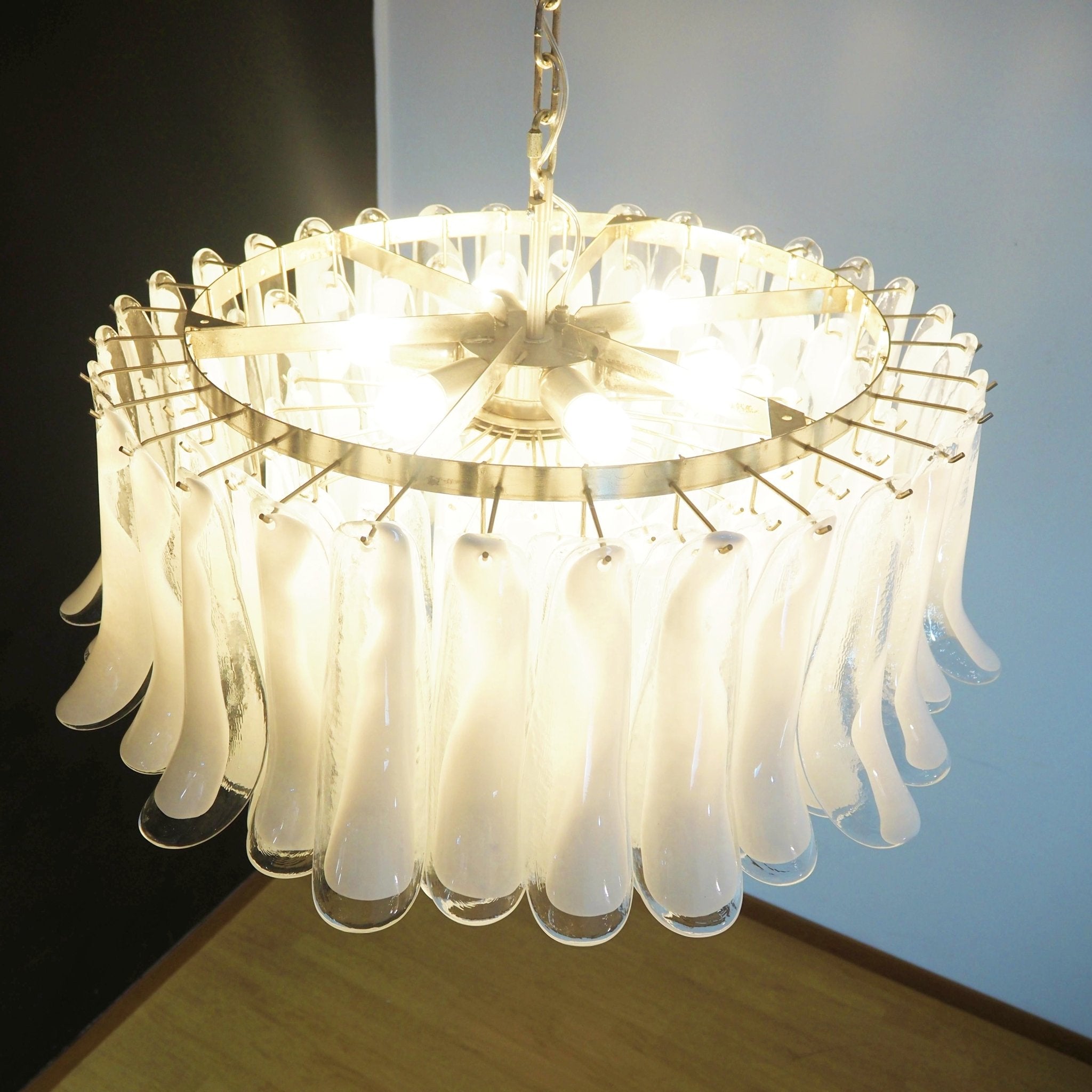 Thalion Chandelier White Murano Glass Petal Elegant-Neutral Decor