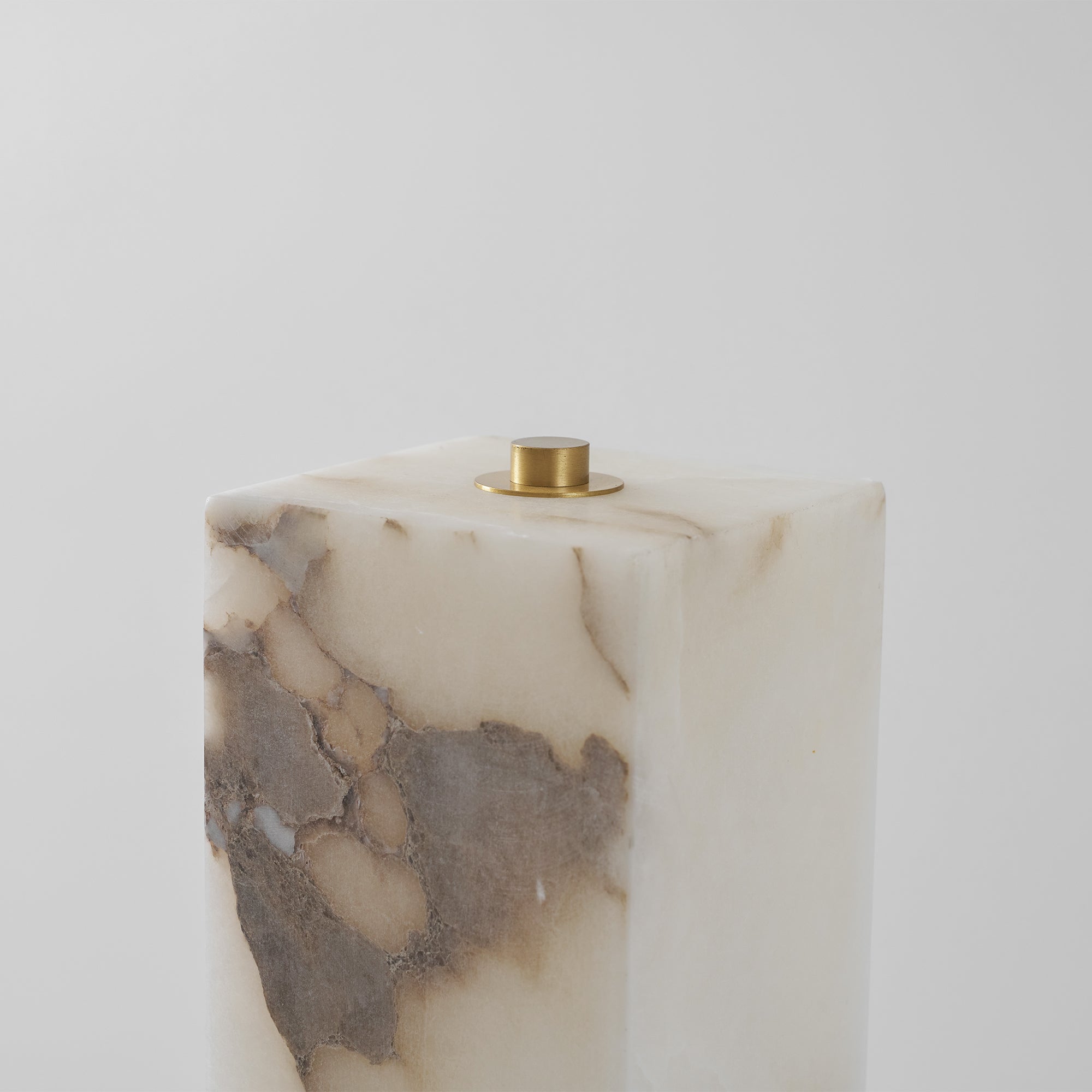 Close-up of the top of the alabaster cylinder.
