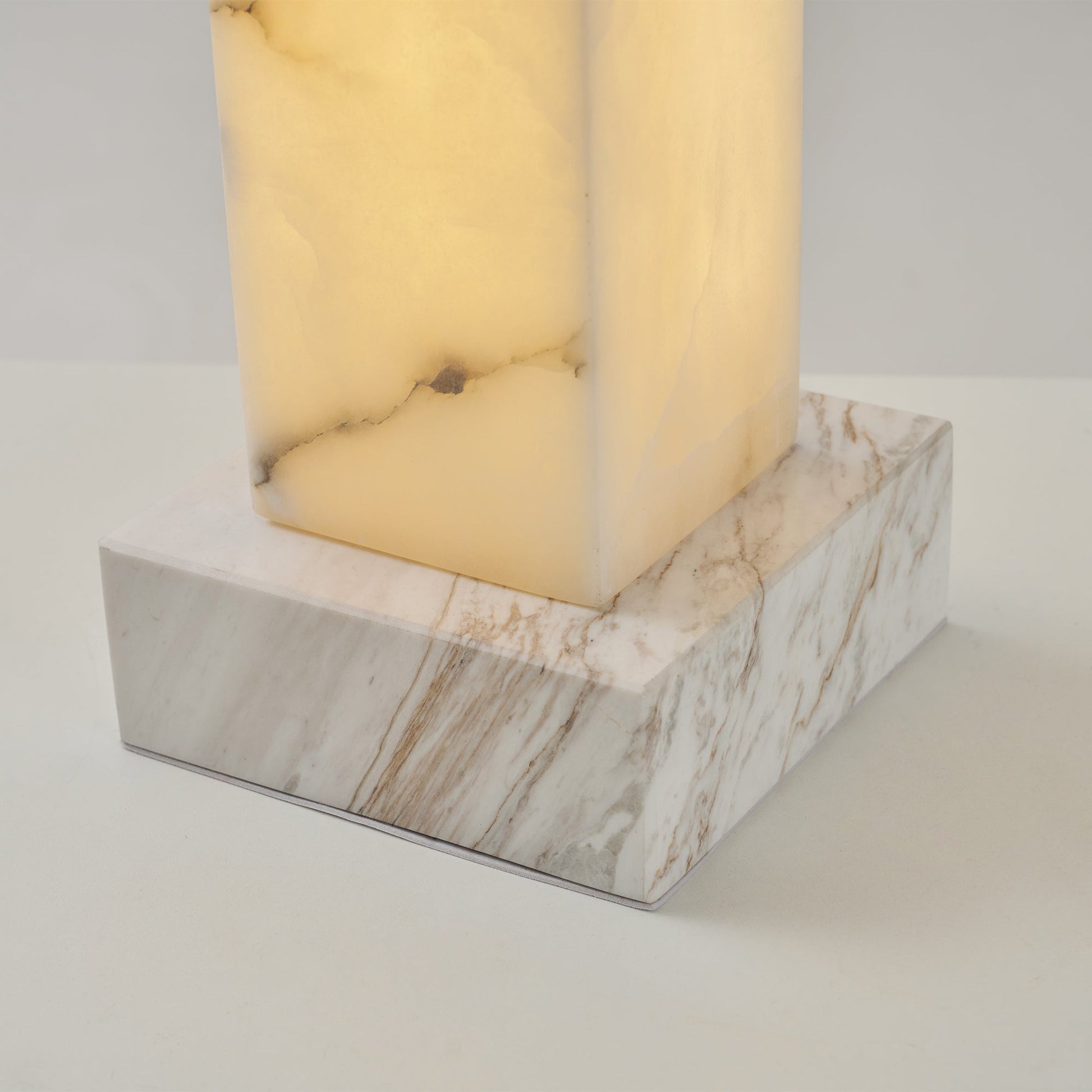 The Frozen Alabaster Floor Lamp from a low angle.