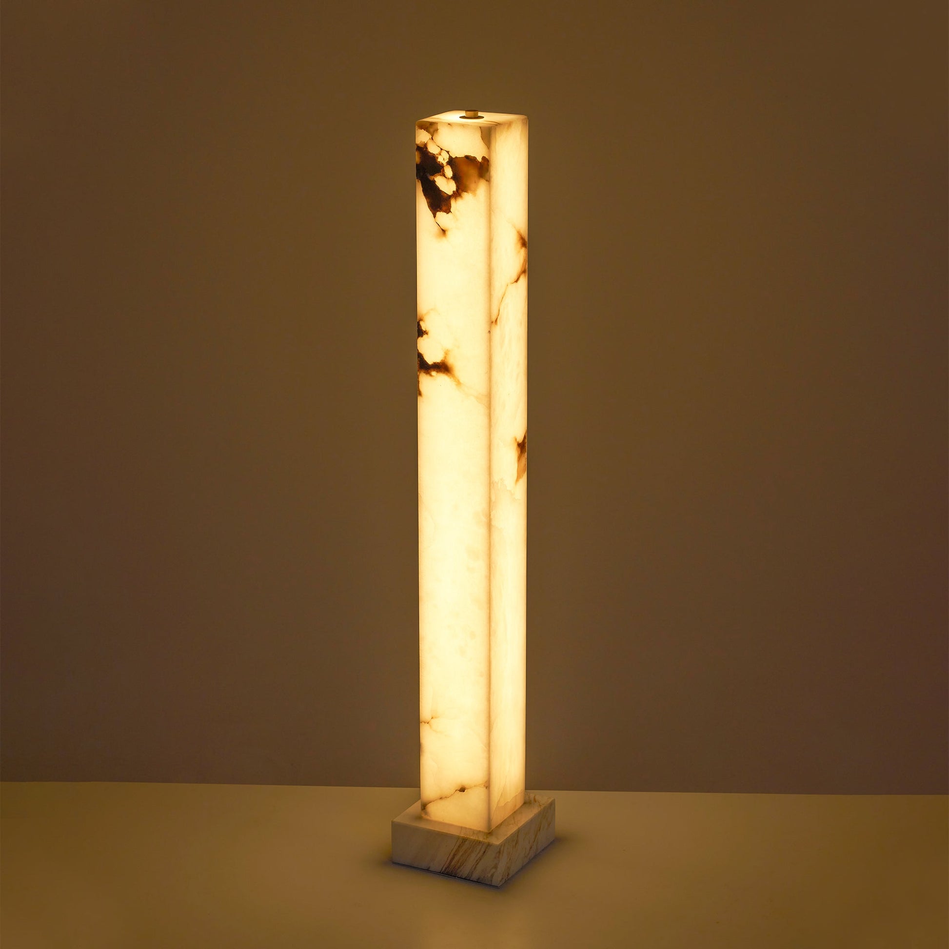 The lamp turned off, showing the natural alabaster stone.