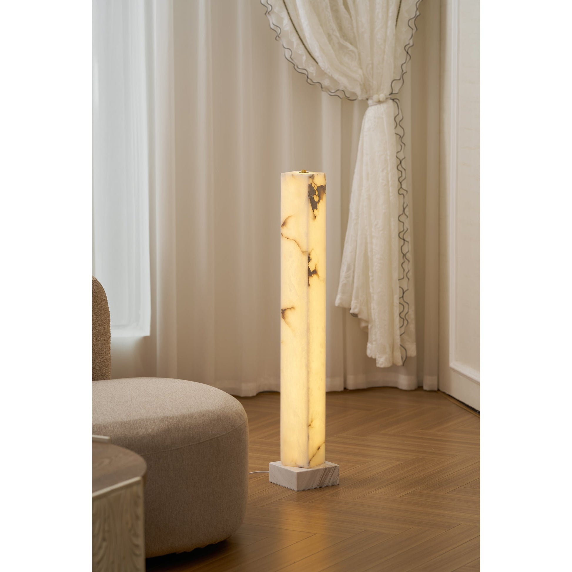 Full view of the tallest Frozen Alabaster Floor Lamp.