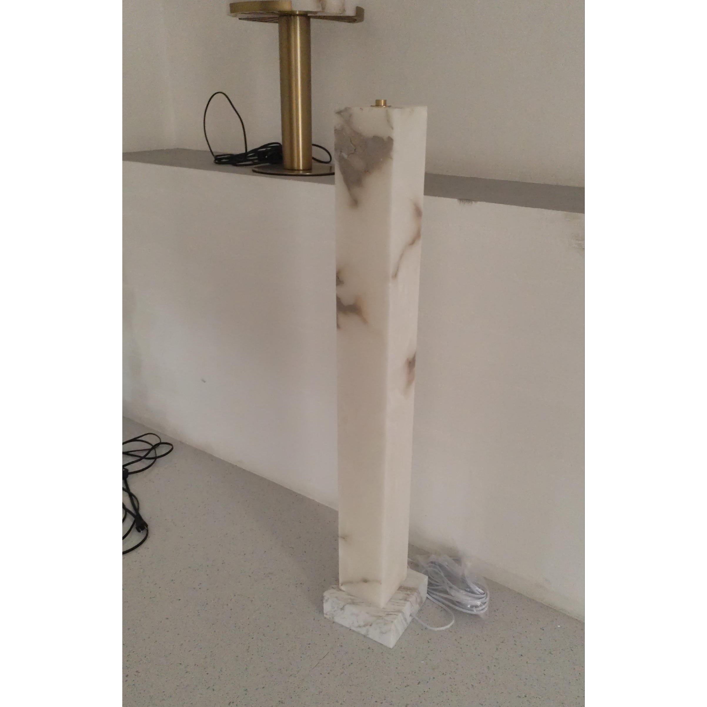 The floor lamp in an office or study environment.
