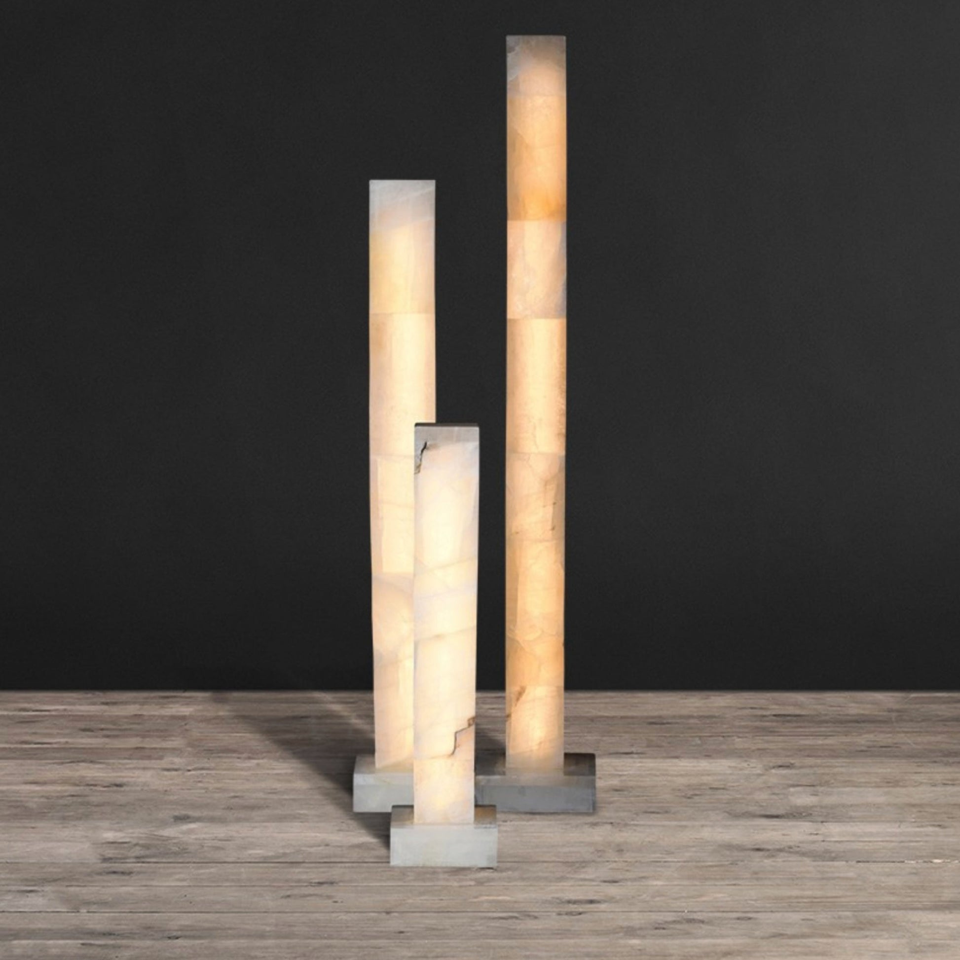 The Frozen Floor Lamp against a dark wall to highlight its glow.