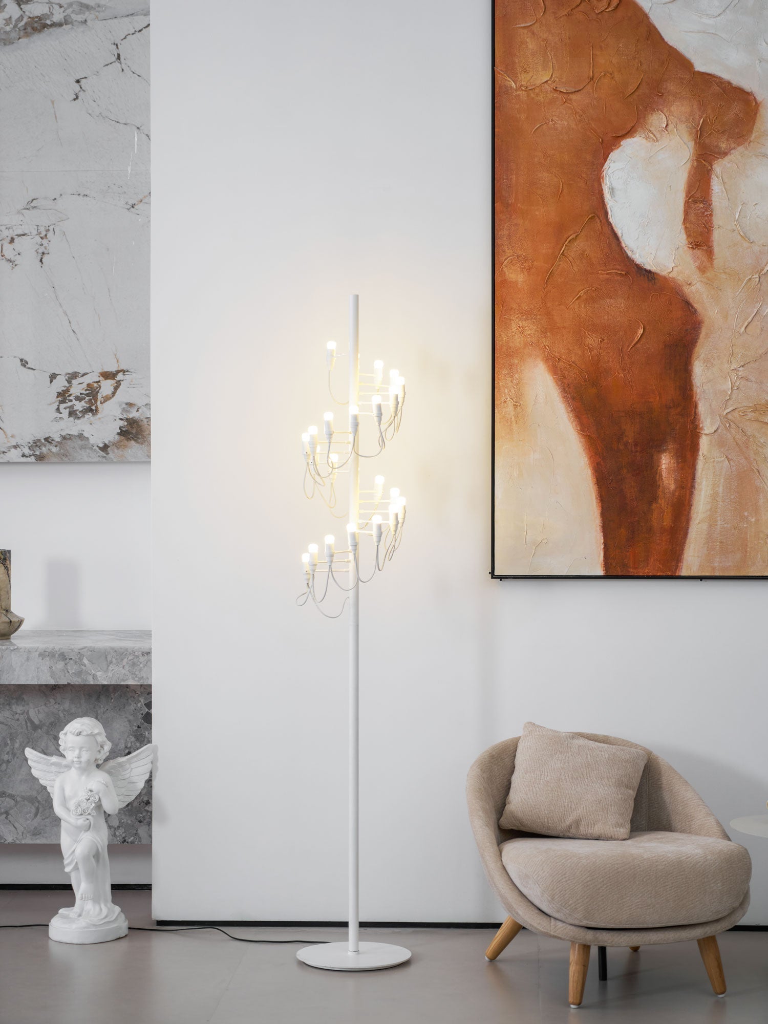 Olliryra Sculptural Steel Floor Lamp-Neutral Decor