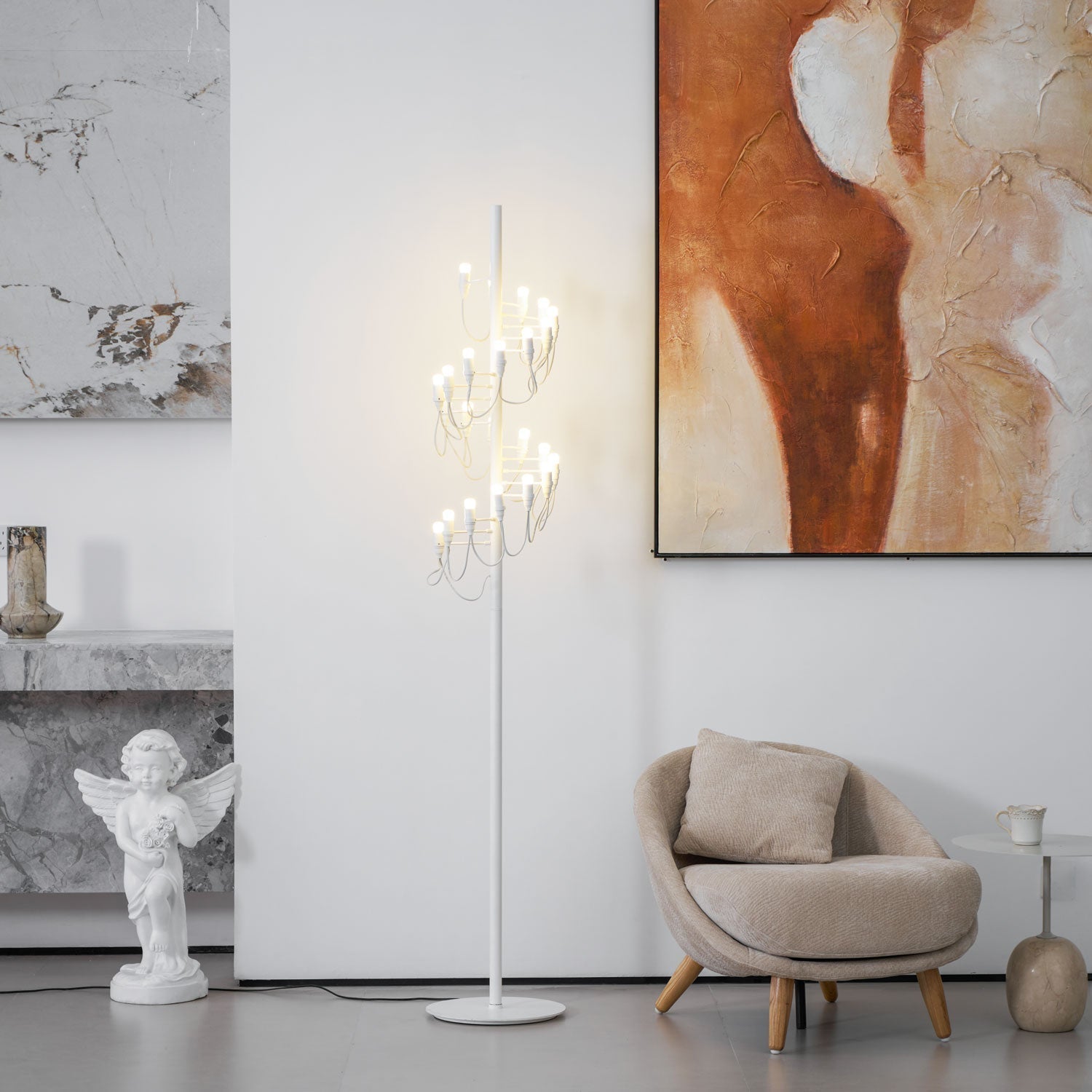 Olliryra Sculptural Steel Floor Lamp-Neutral Decor