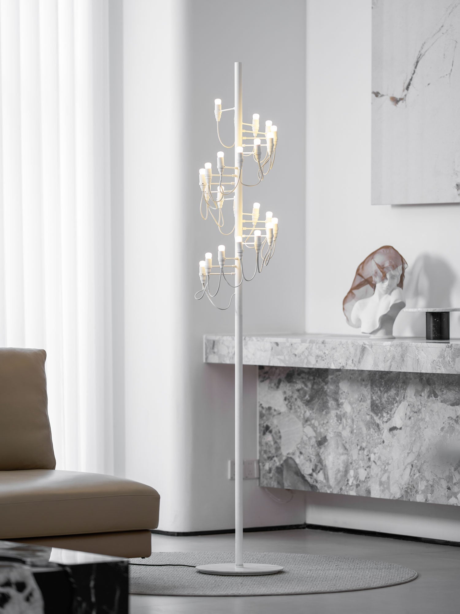 Olliryra Sculptural Steel Floor Lamp-Neutral Decor