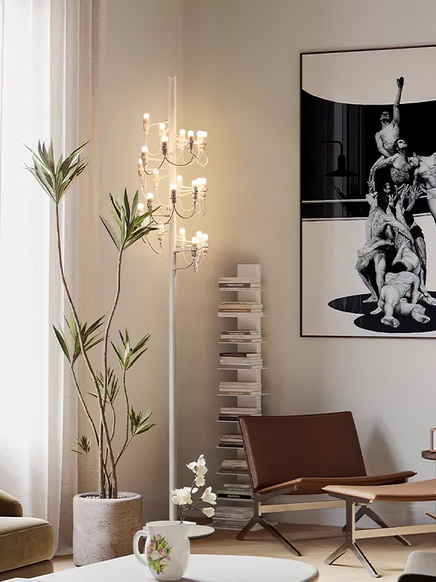 Olliryra Sculptural Steel Floor Lamp-Neutral Decor