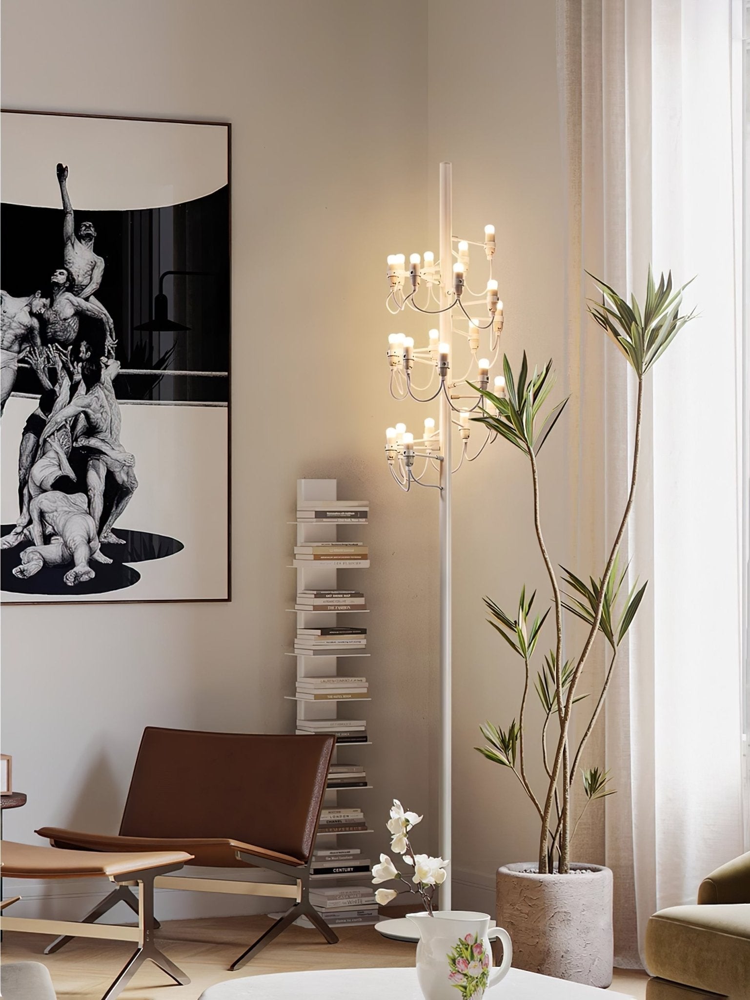 Olliryra Sculptural Steel Floor Lamp-Neutral Decor