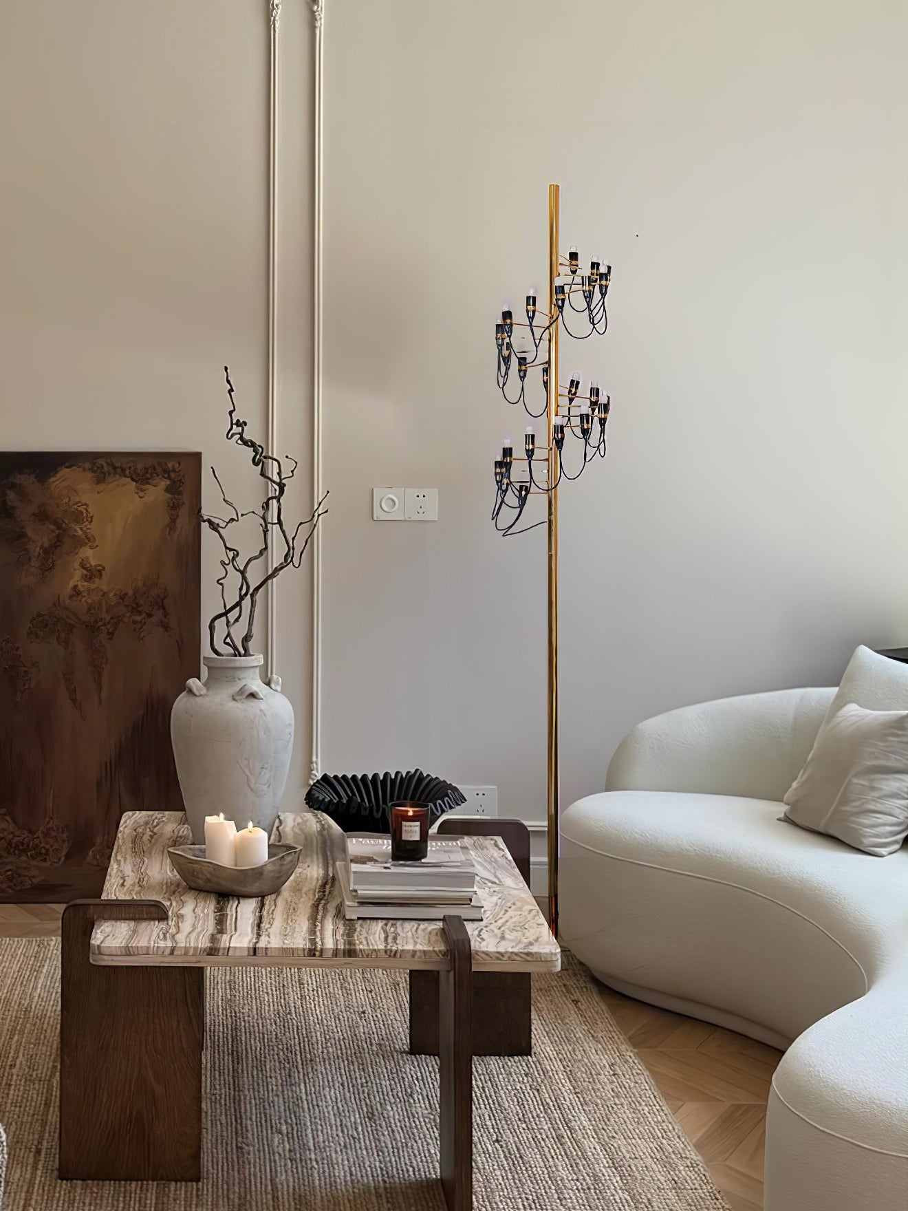 Olliryra Sculptural Steel Floor Lamp-Neutral Decor