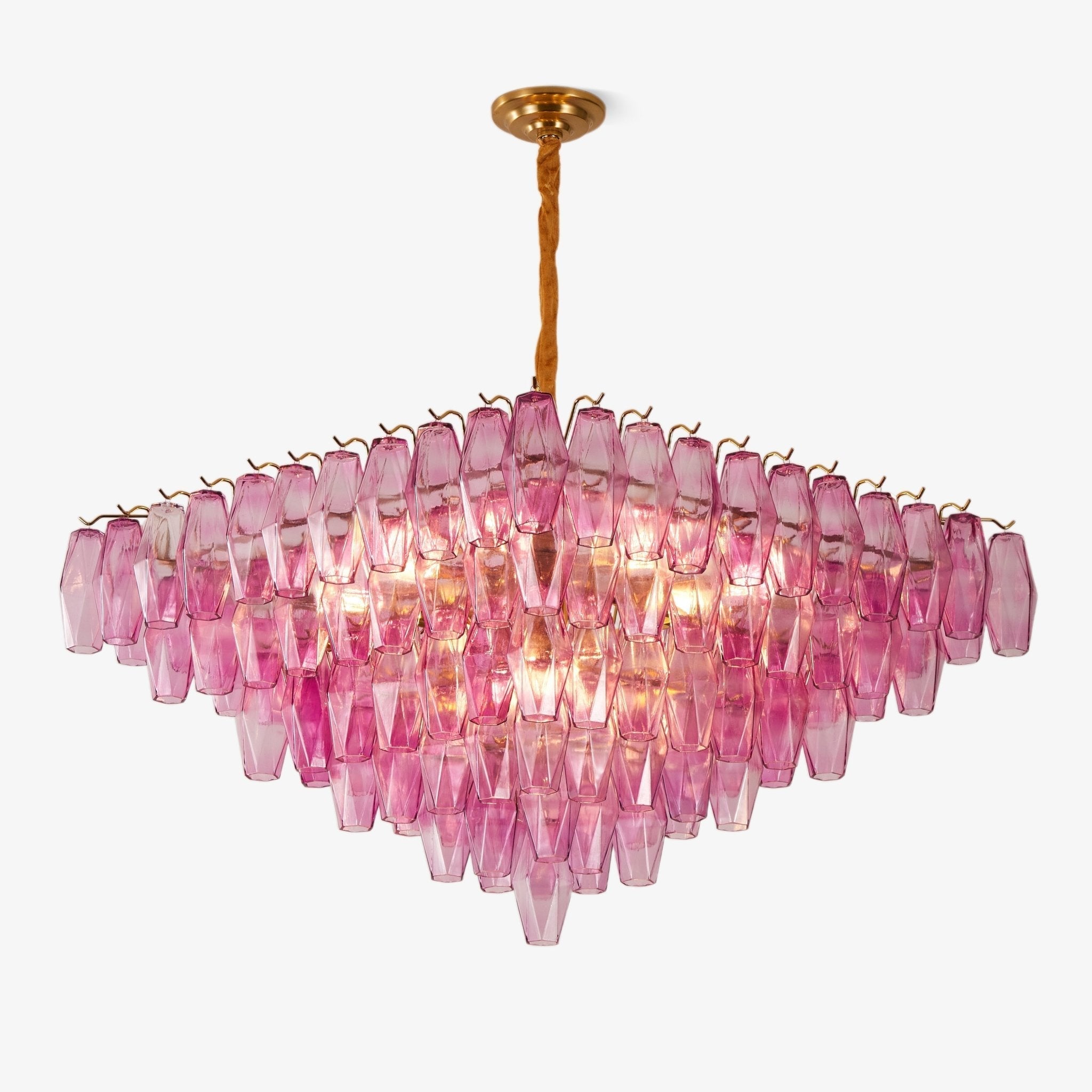 Aurora Chandelier Fuchsia Prism Inverted Pyramid-Neutral Decor