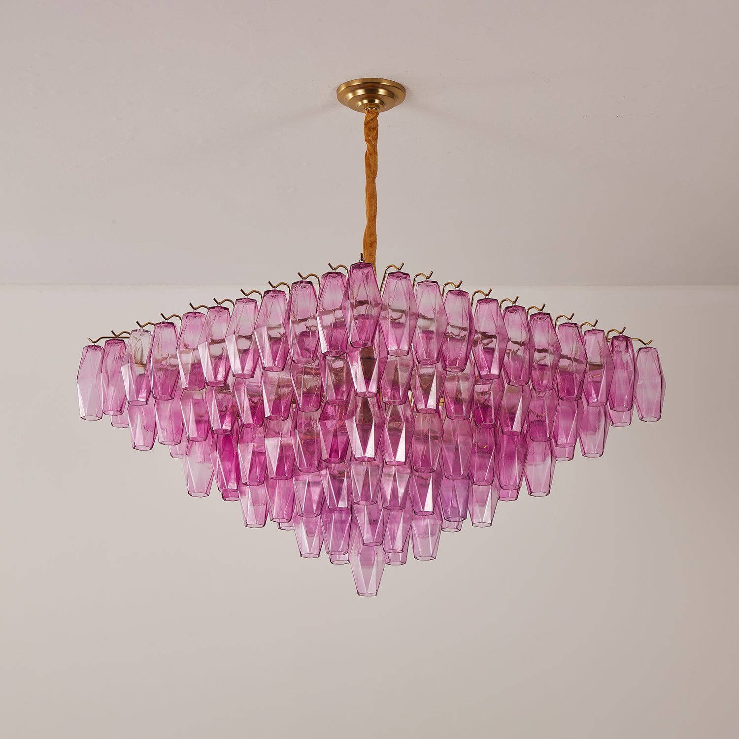 Aurora Chandelier Fuchsia Prism Inverted Pyramid-Neutral Decor
