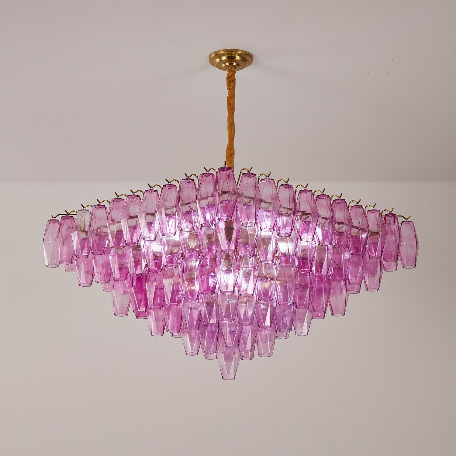 Aurora Chandelier Fuchsia Prism Inverted Pyramid-Neutral Decor