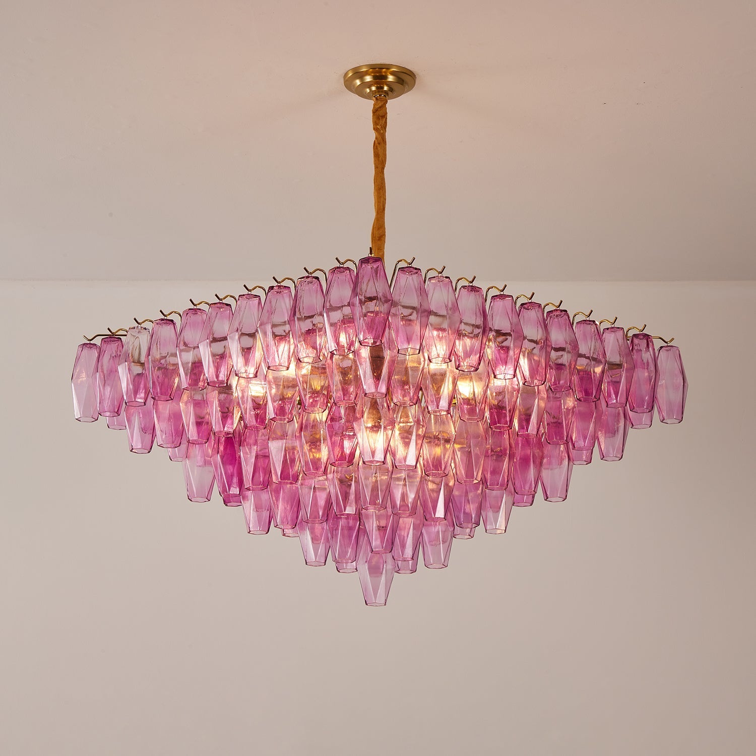 Aurora Chandelier Fuchsia Prism Inverted Pyramid-Neutral Decor