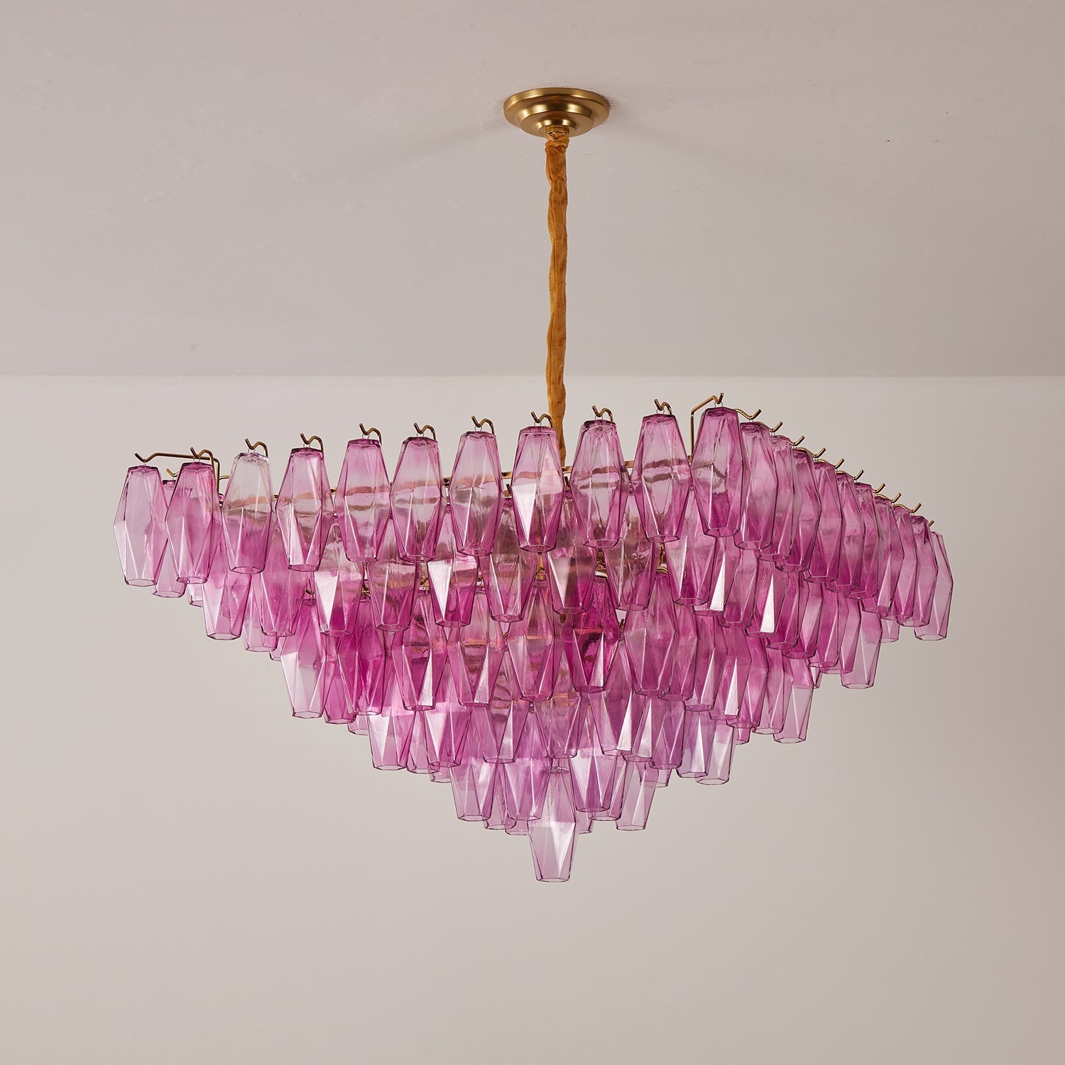 Aurora Chandelier Fuchsia Prism Inverted Pyramid-Neutral Decor
