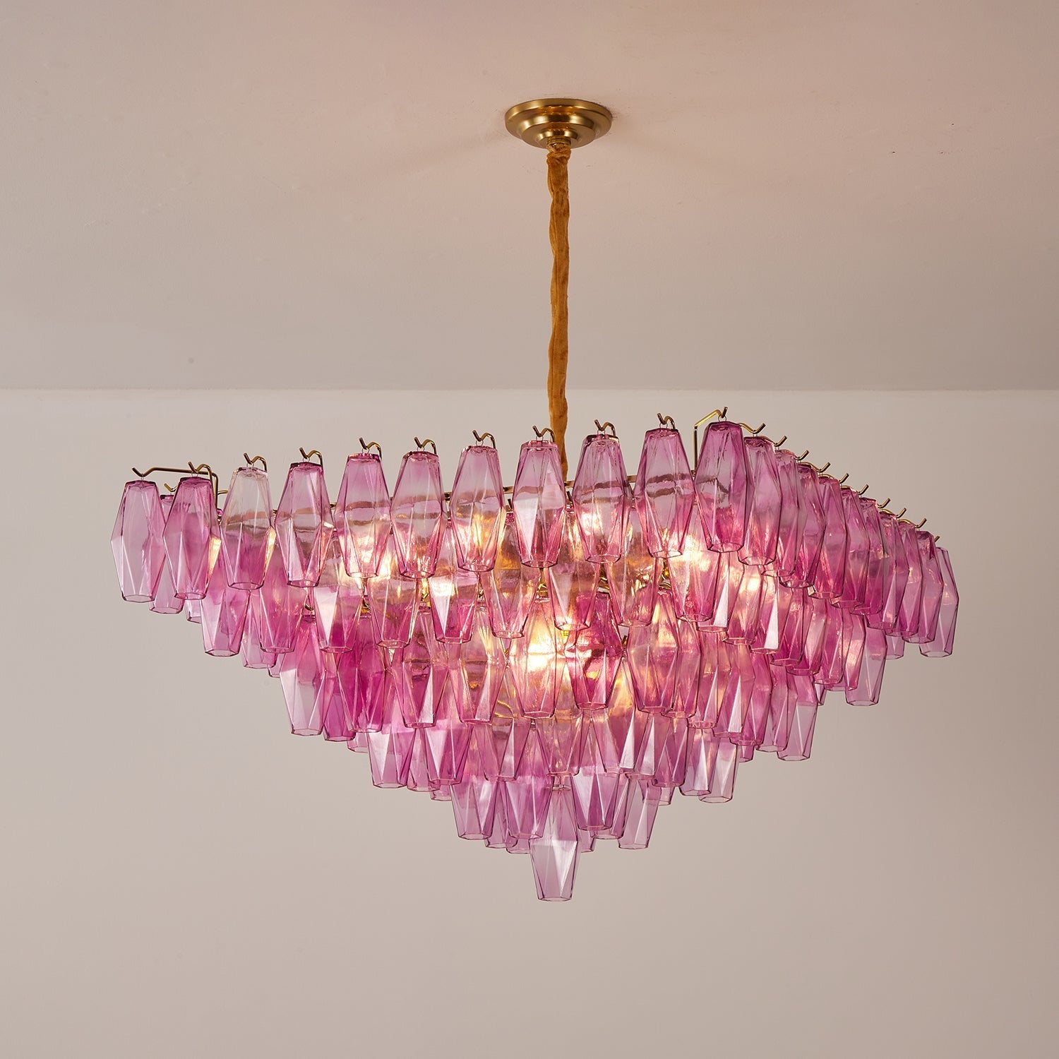 Aurora Chandelier Fuchsia Prism Inverted Pyramid-Neutral Decor