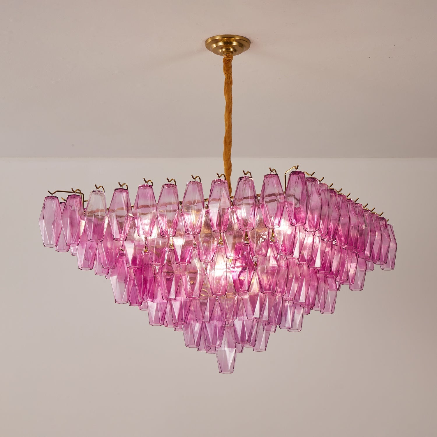 Aurora Chandelier Fuchsia Prism Inverted Pyramid-Neutral Decor
