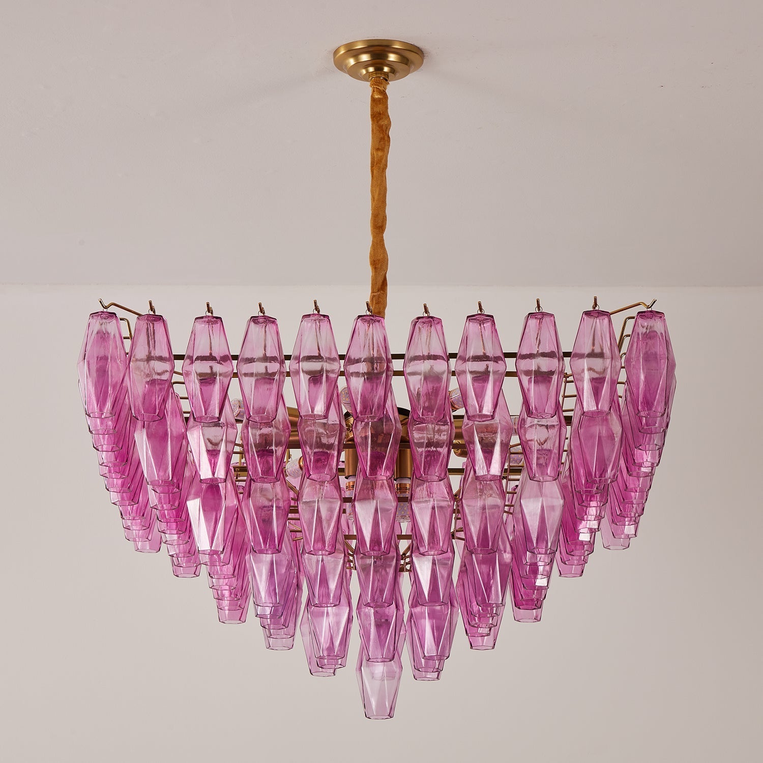 Aurora Chandelier Fuchsia Prism Inverted Pyramid-Neutral Decor